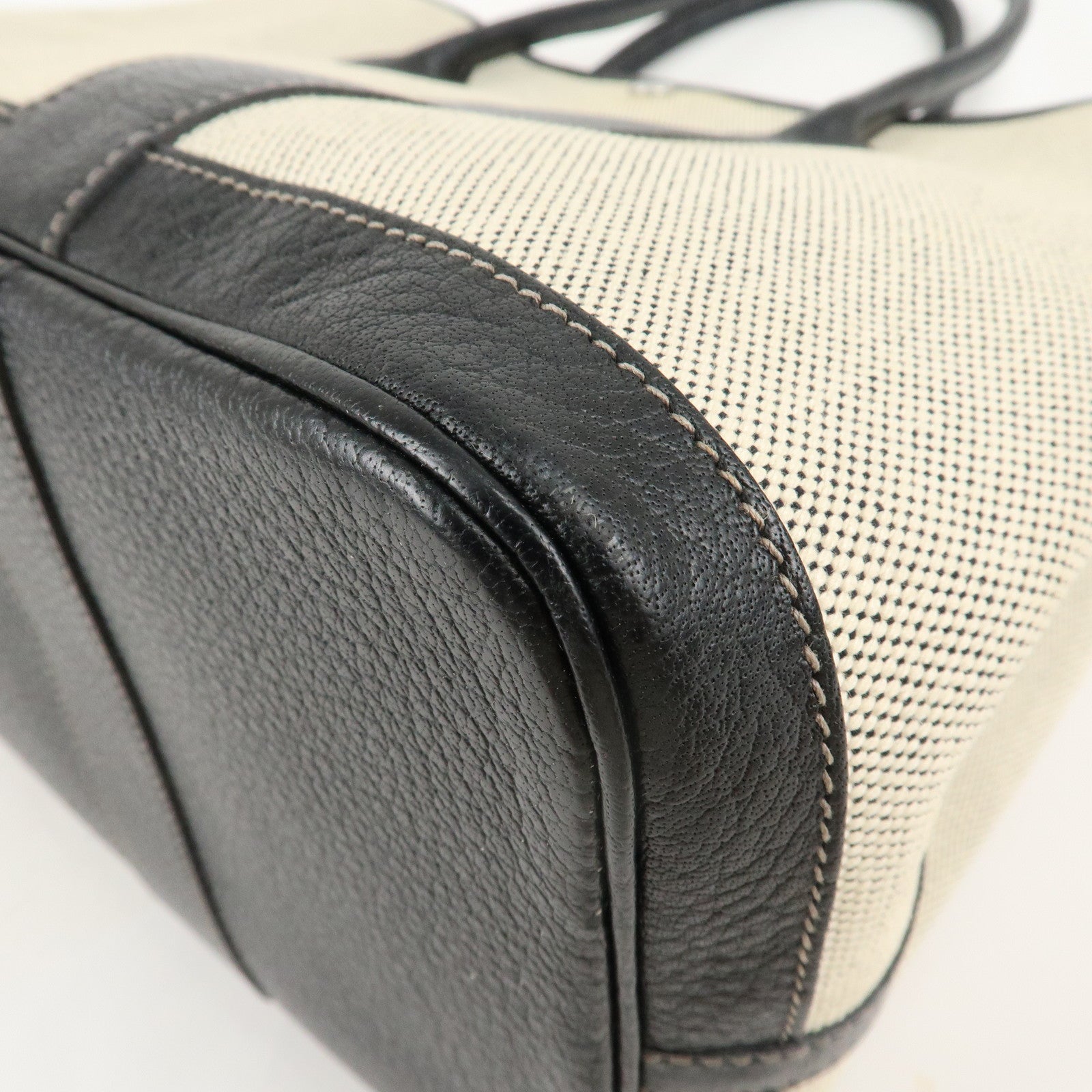 HERMES ToileOfficier Leather Garden Party PM J Stamped Tote Bag Used