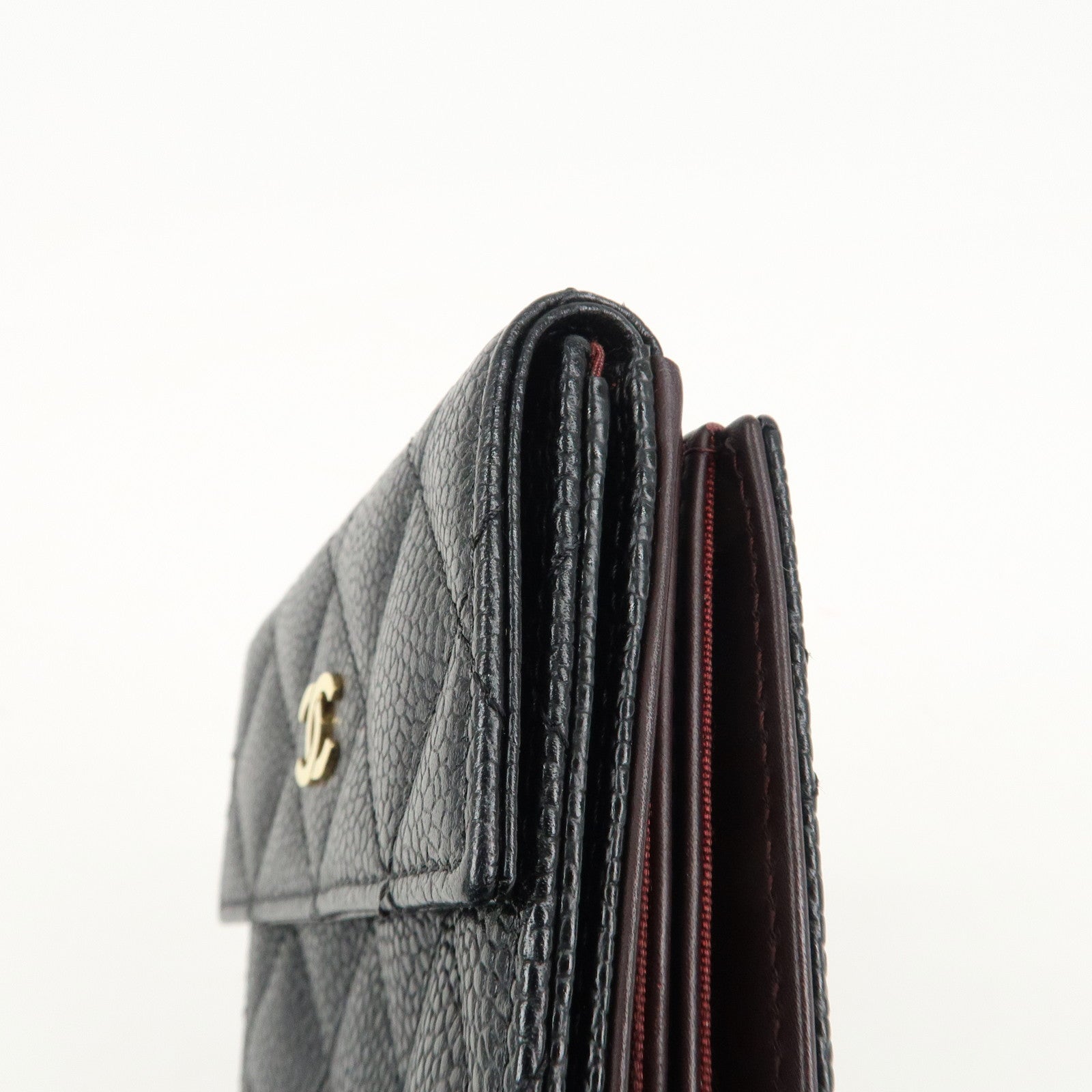 CHANEL Matelasse Cavier Skin W Hook Wallet Black A48980 Used