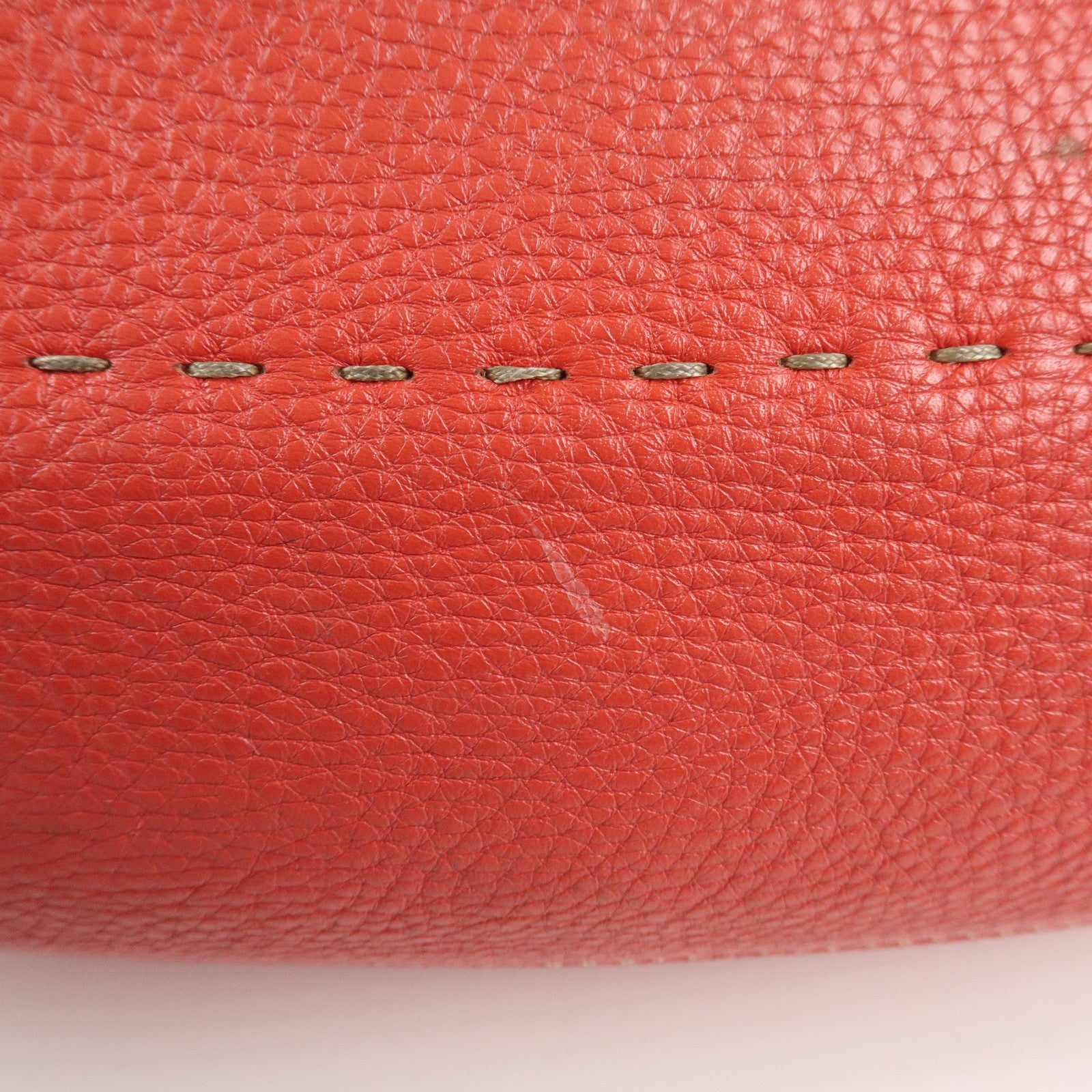 FENDI Selleria Leather Shoulder Bag Red 8BR648 Used
