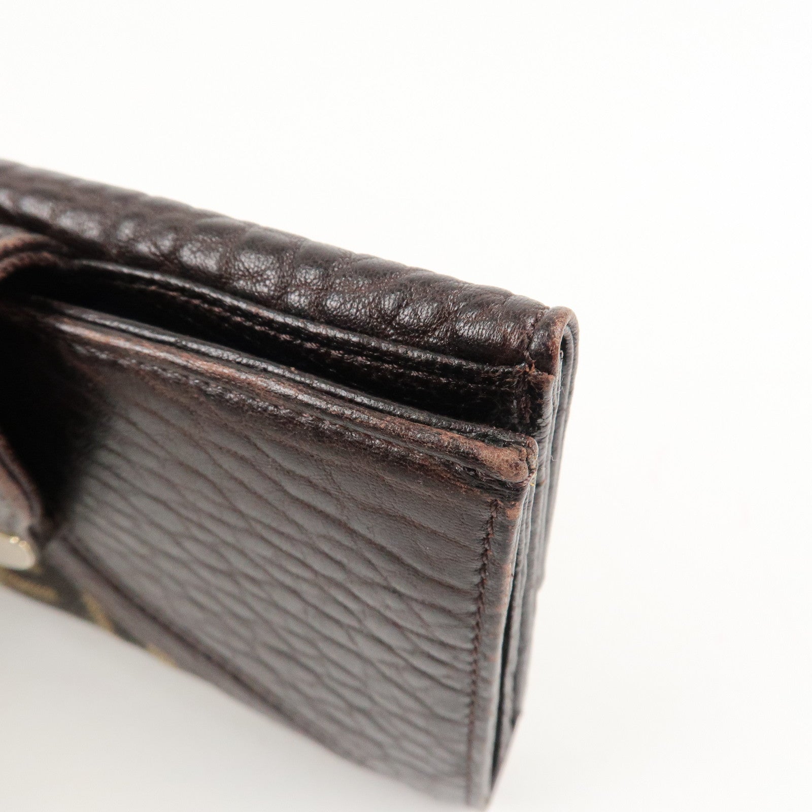 FENDI Zucca Canvas Leather W Hook Bifold Long Wallet 8N0032 Used