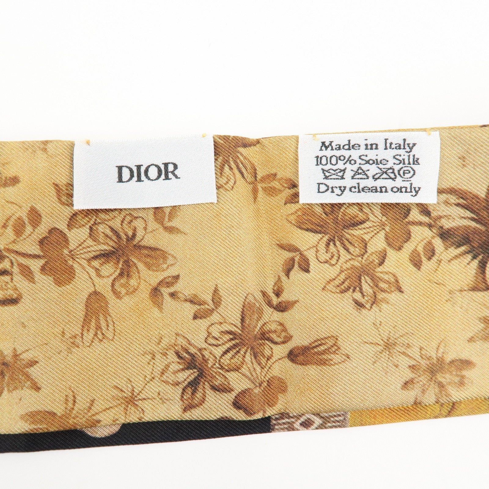 Christian Dior Silk 100% Mitza Scarf Flower Print Brown Used