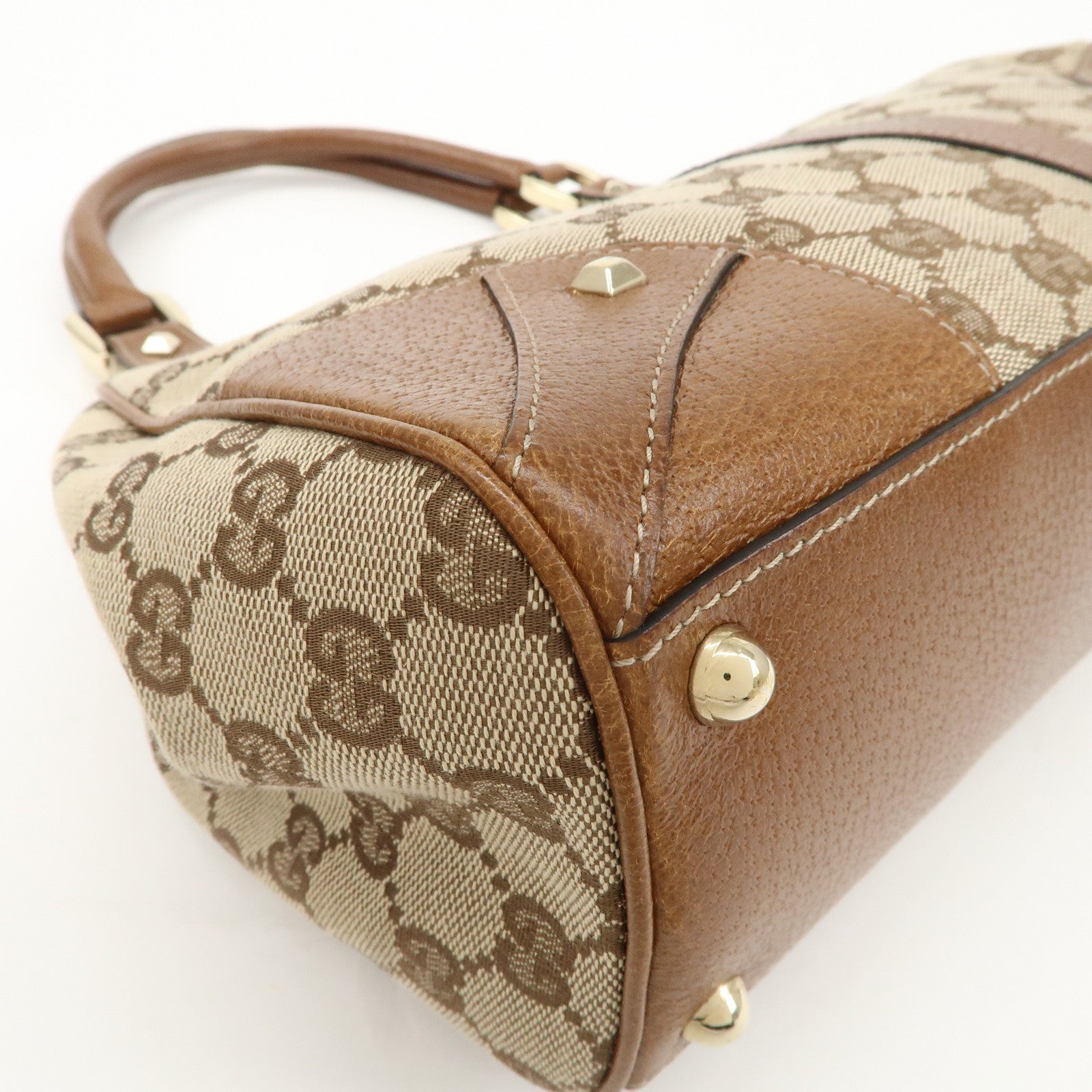 GUCCI New Jackie GG Canvas Leather Shoulder Bag Beige Brown 124407 Used