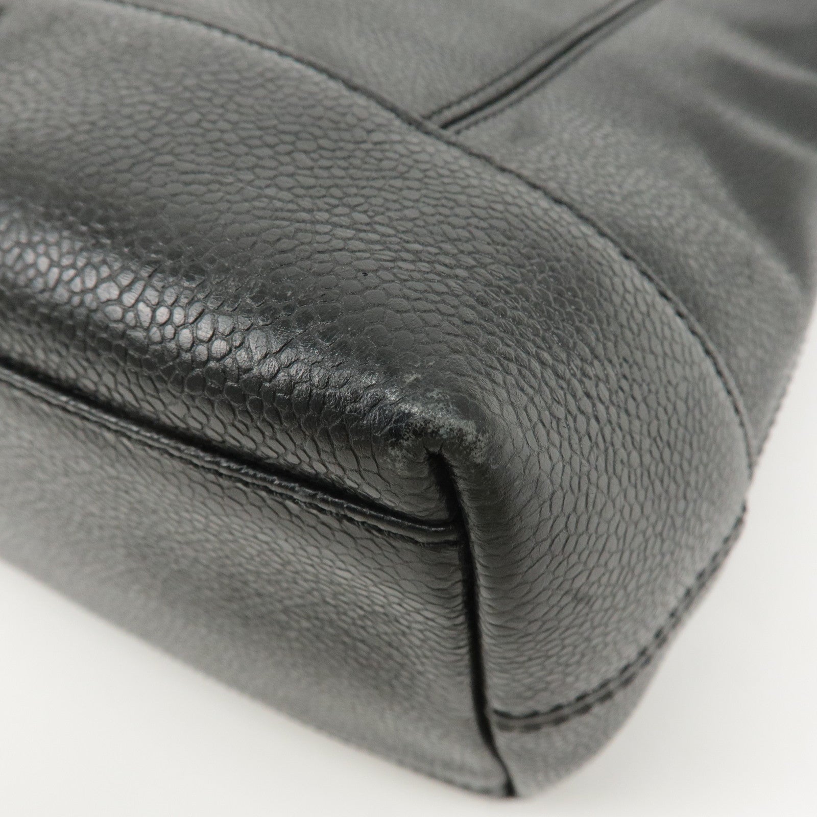 CHANEL Caviar Skin Tote Bag Shoulder Bag Hand Bag Black Used