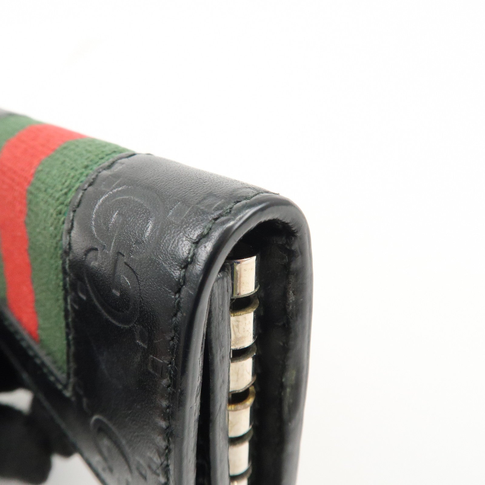 GUCCI Sherry Guccissima Leather 6 Key Case Black 408828 Used