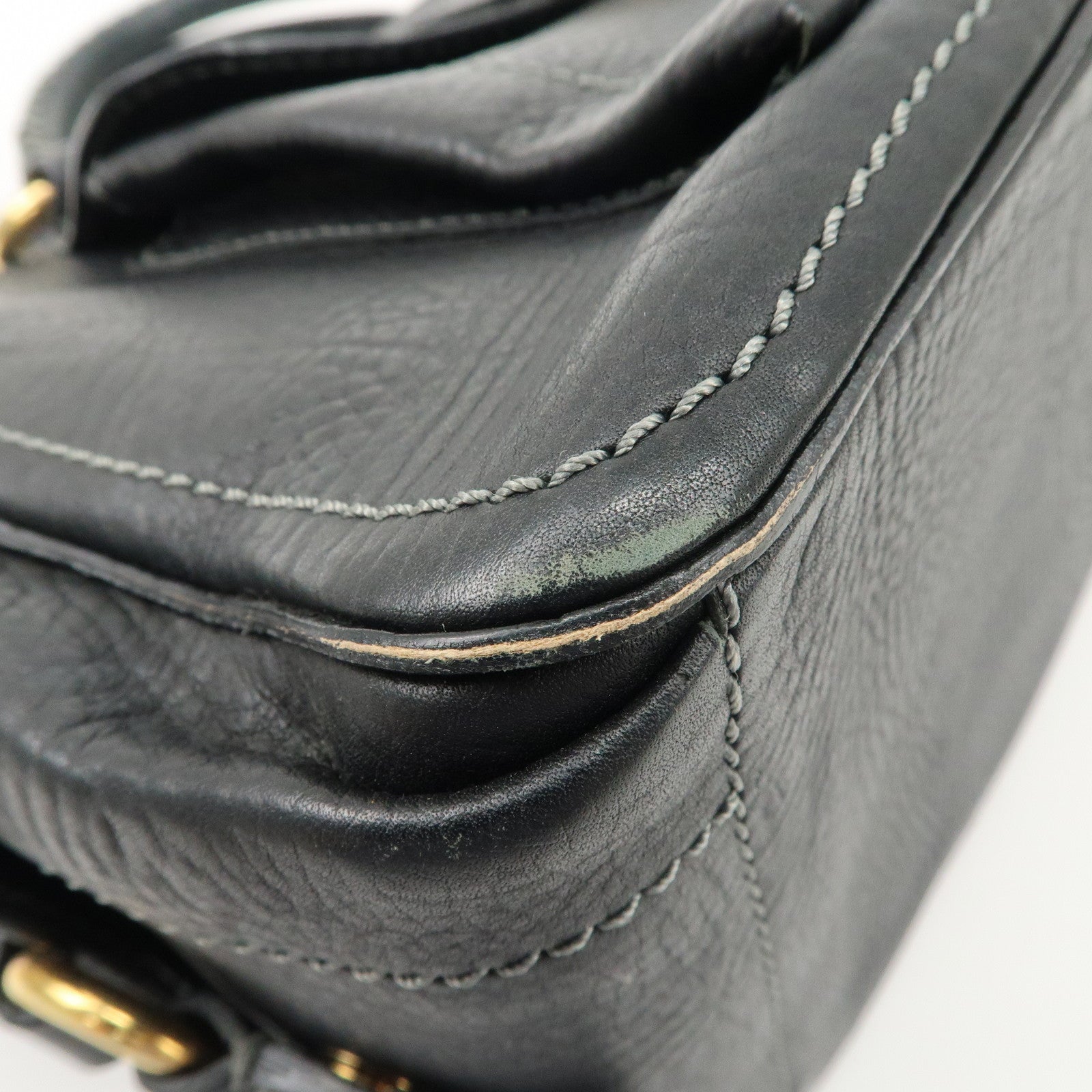 CELINE Leather Boogie Bag Hand Bag Black Used