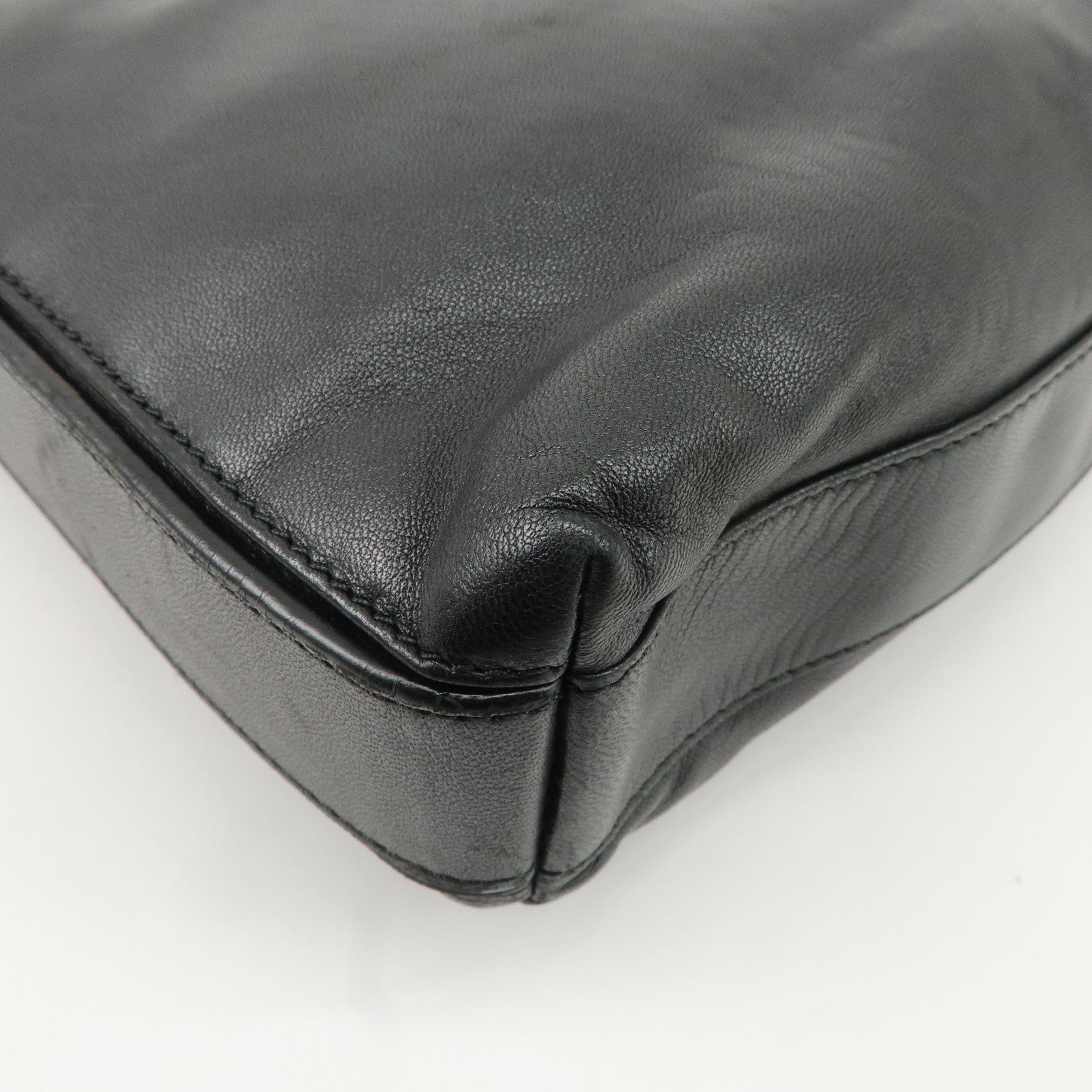 LOEWE Leather Shoulder Bag Black Used