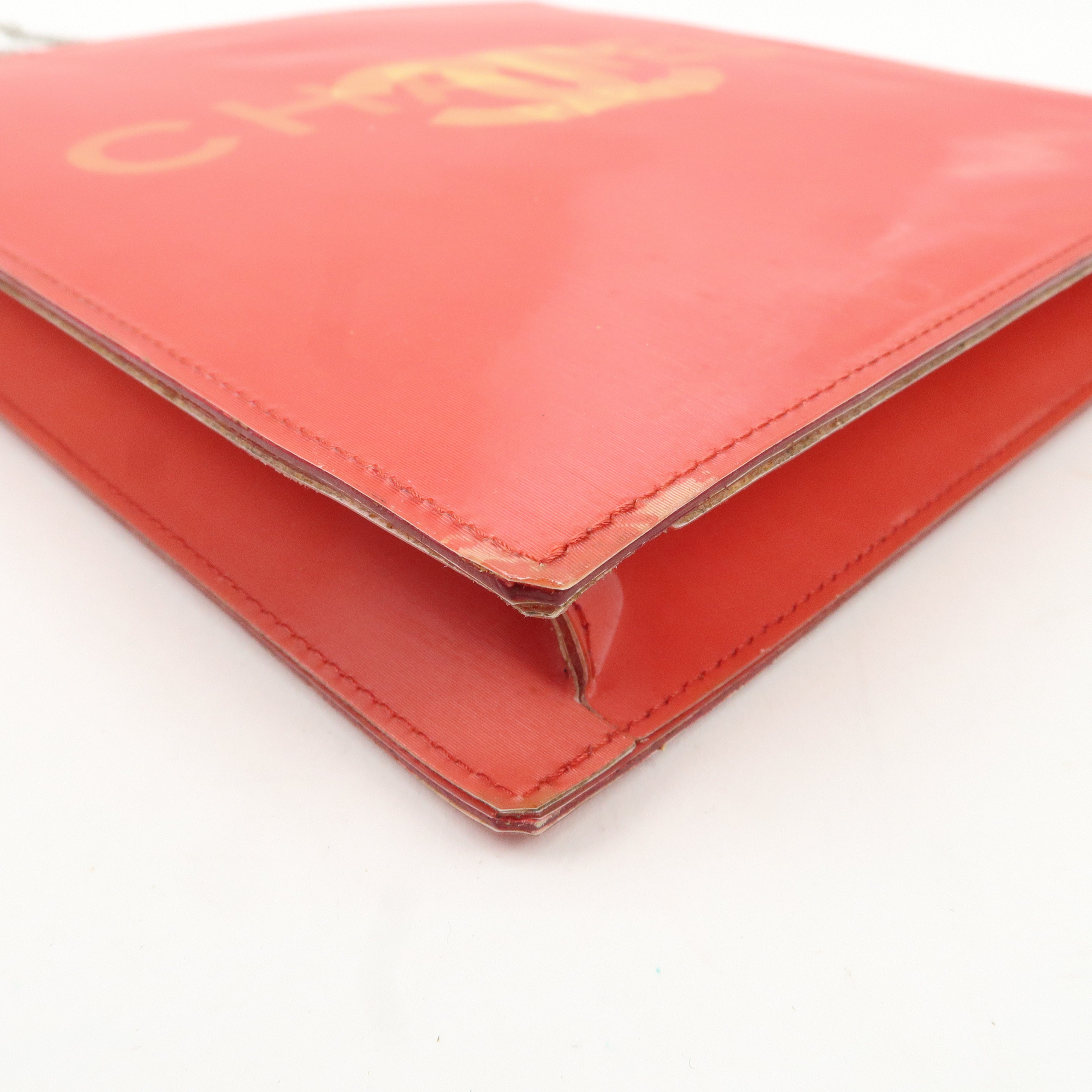 CHANEL Nylon Hologram Chain Shoulder Bag Hand Bag Red Used