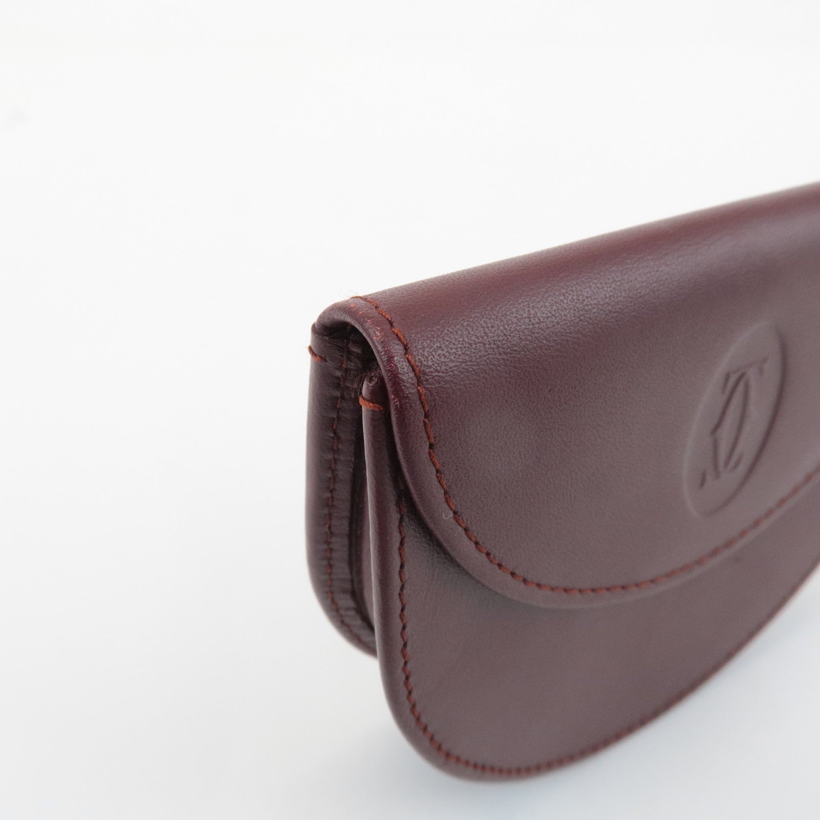 Cartier Mastline Leather Coin Case Coin Wallet Bordeaux Used