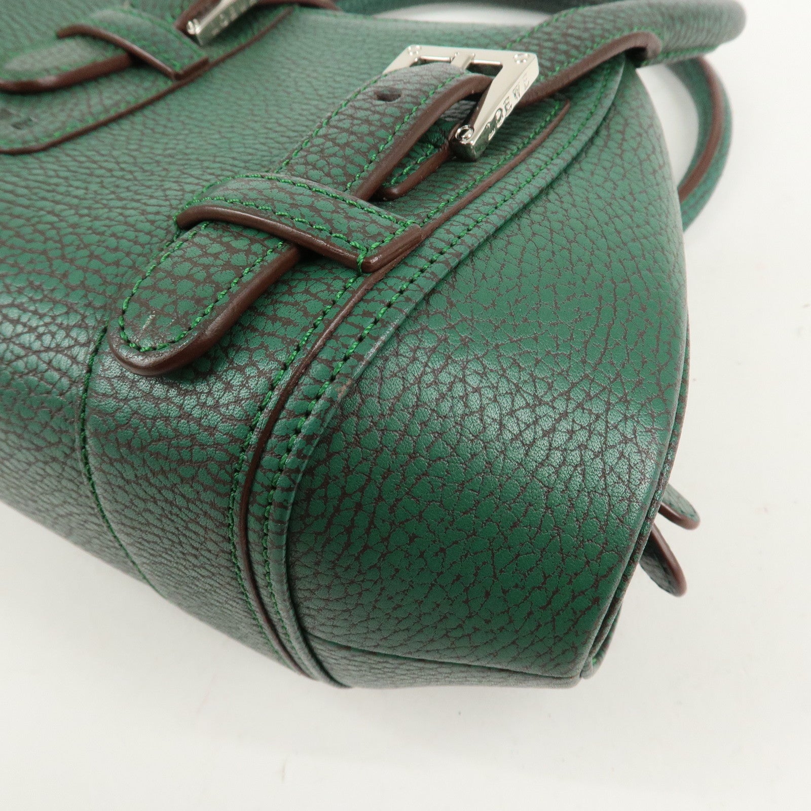 LOEWE Senda Leather Shoulder Bag Hand Bag Green Used