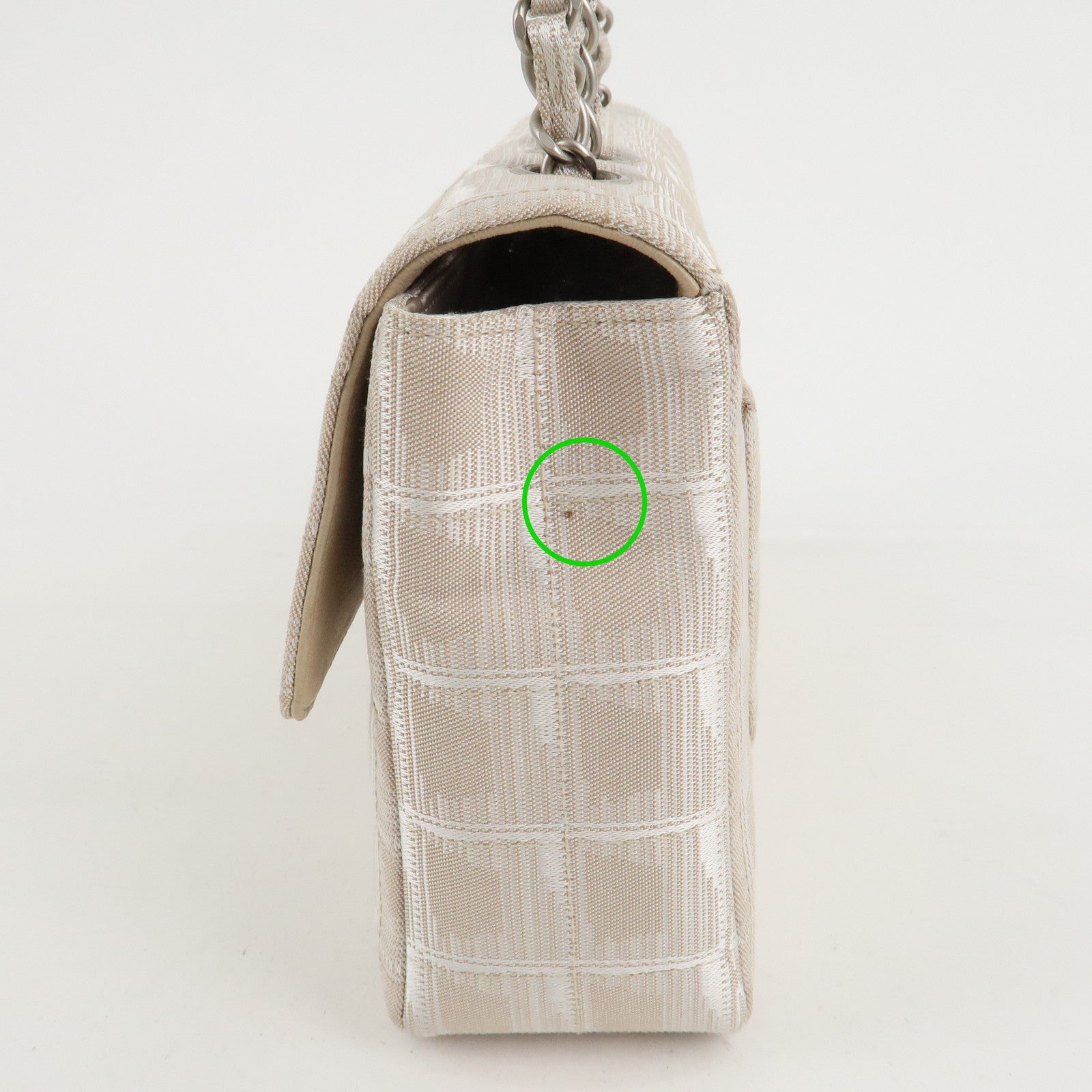 CHANEL Travel Line Chocolate Bar Nylon Jacquard Chain Bag A15285 Used