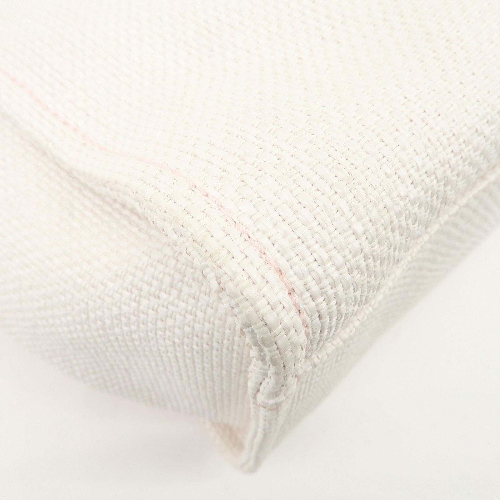 CHANEL Deauville Raffia Leather Chain Tote Bag GM Pink A66941 Used