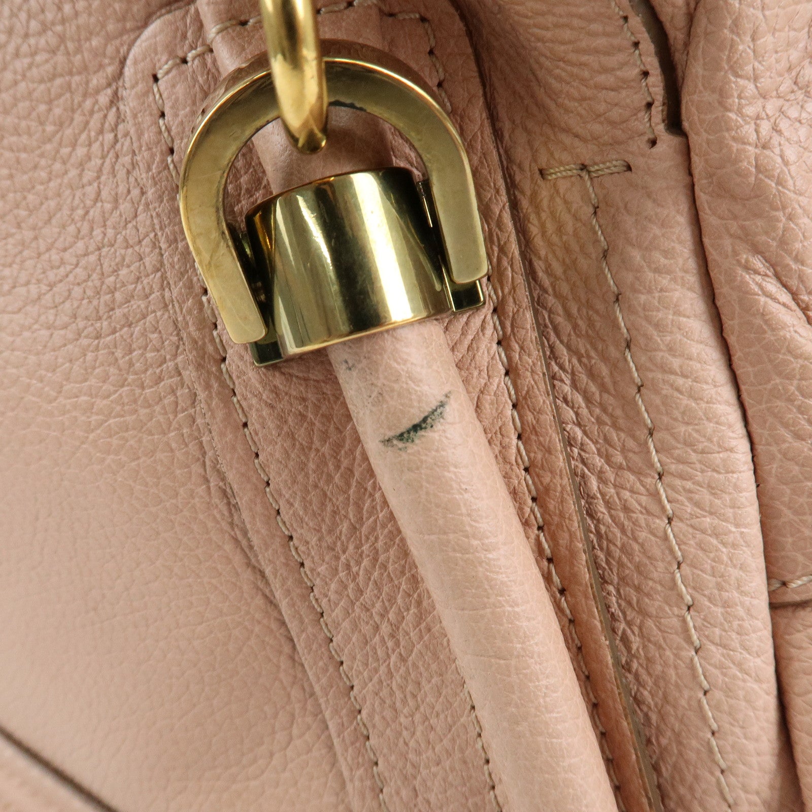 Chloe Paraty Leather 2Way Tote Bag HandBag Shoulder Bag Pink Beige Used