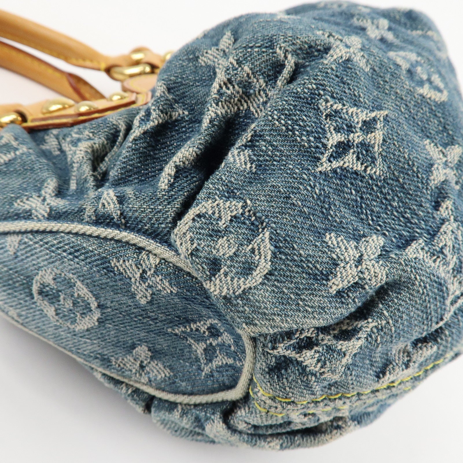 Louis Vuitton Monogram Denim Pleaty Hand Bag Blue M95020 Used