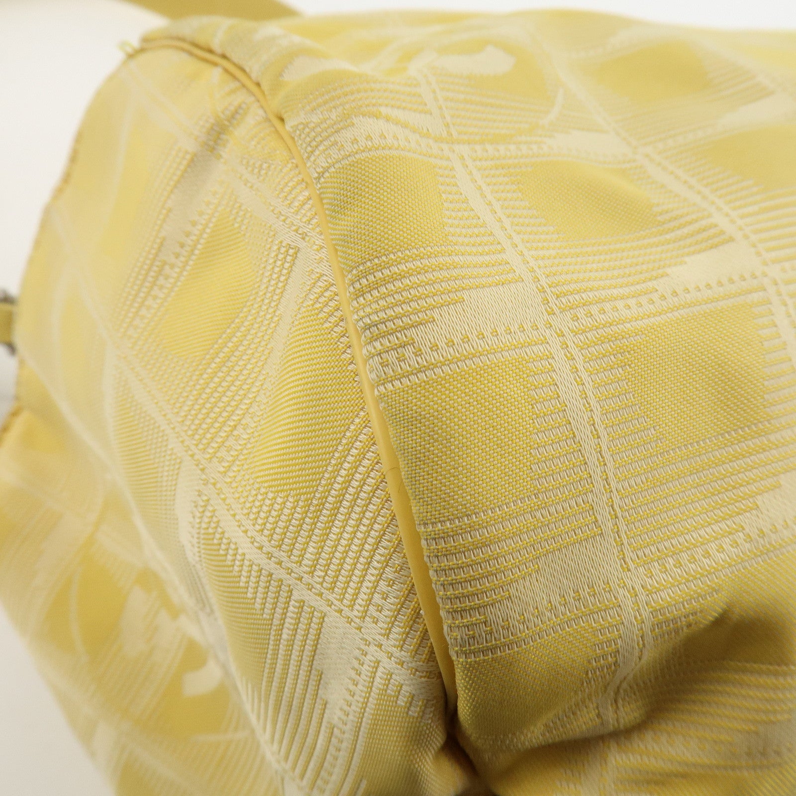 CHANEL New Travel Line Nylon Jacquard Leather Boston Bag A17669 Used