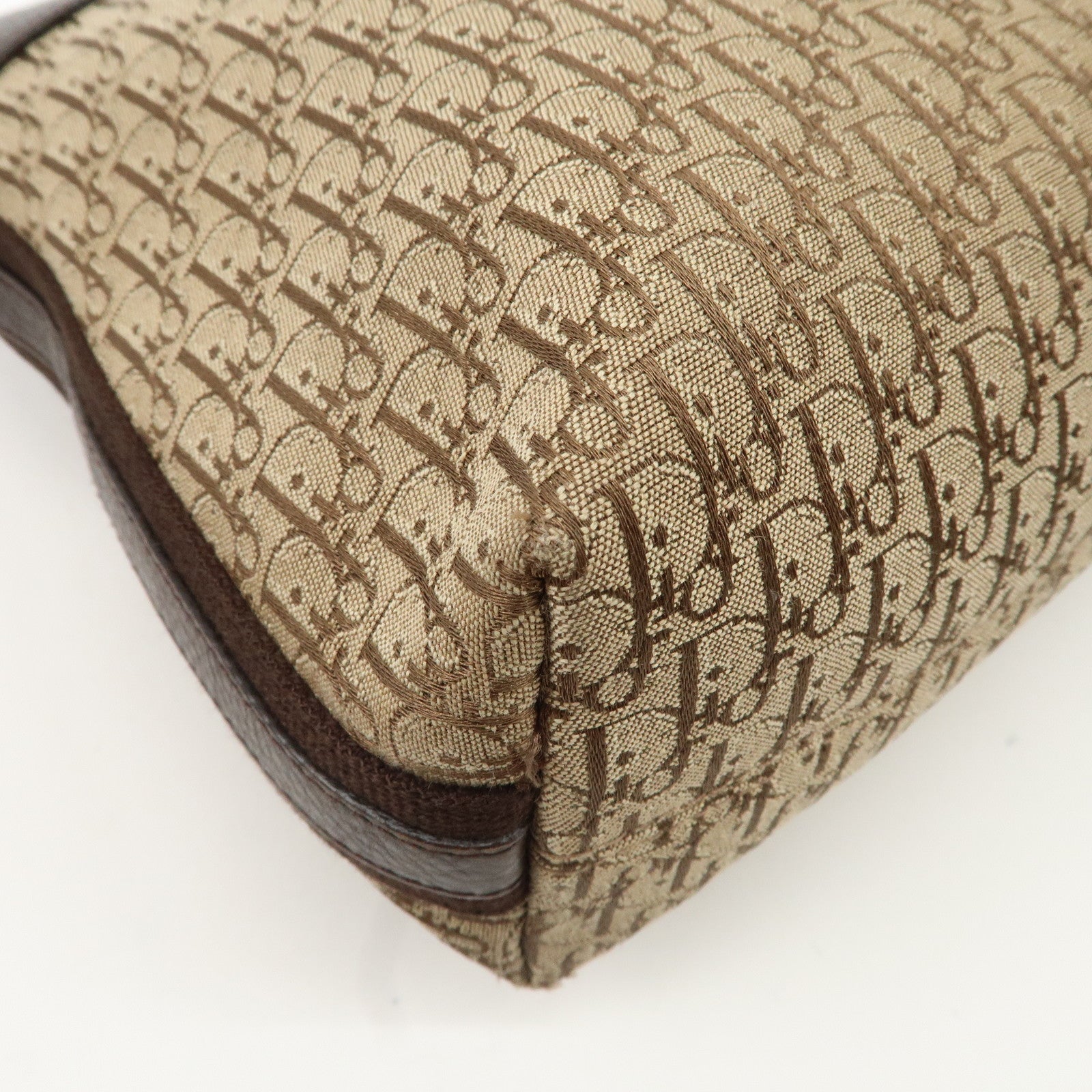 Christian Dior Trotter Canvas Leather Shoulder Bag Beige Brown Used