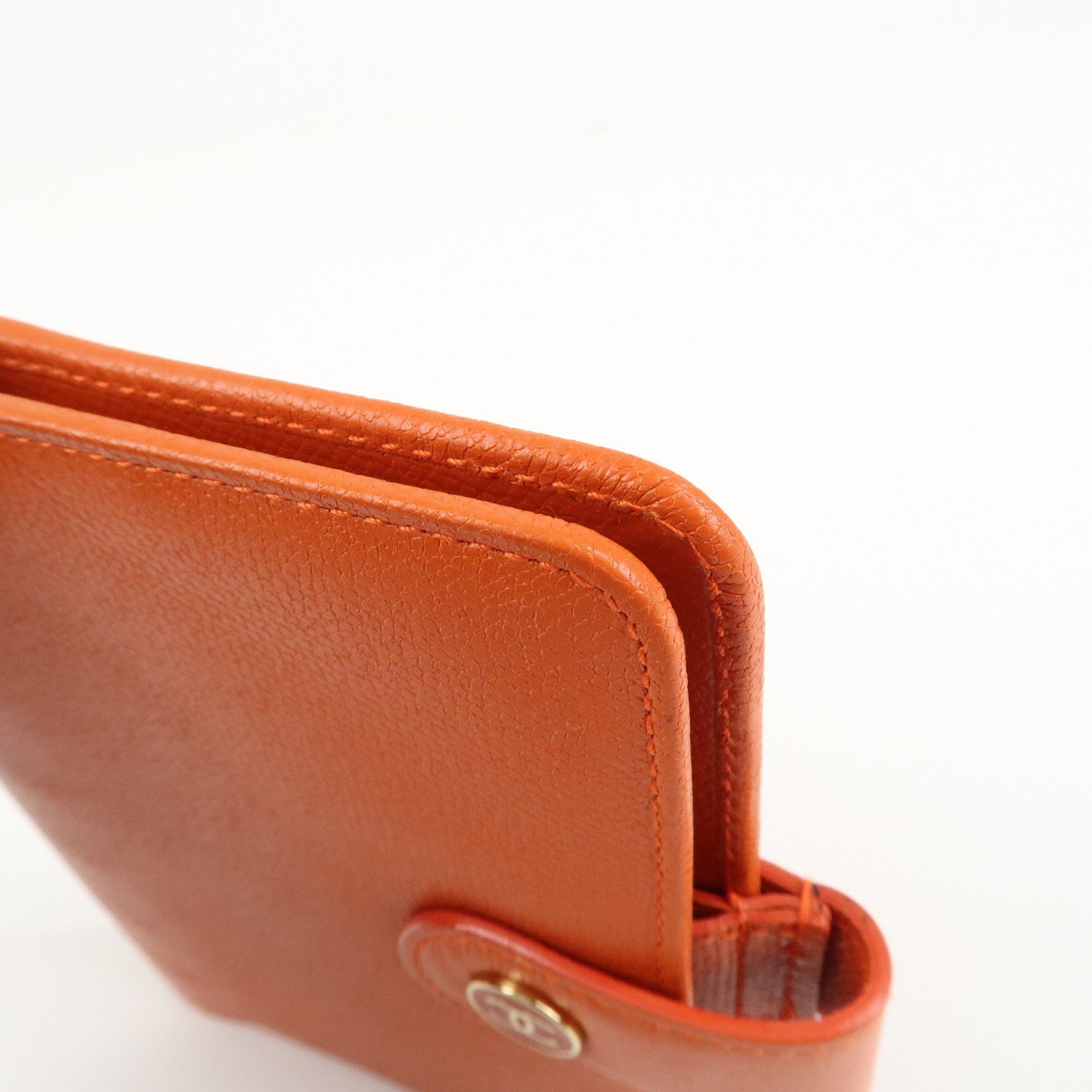 CHANEL Leather Planner Cover Orange Gold Hardware Used
