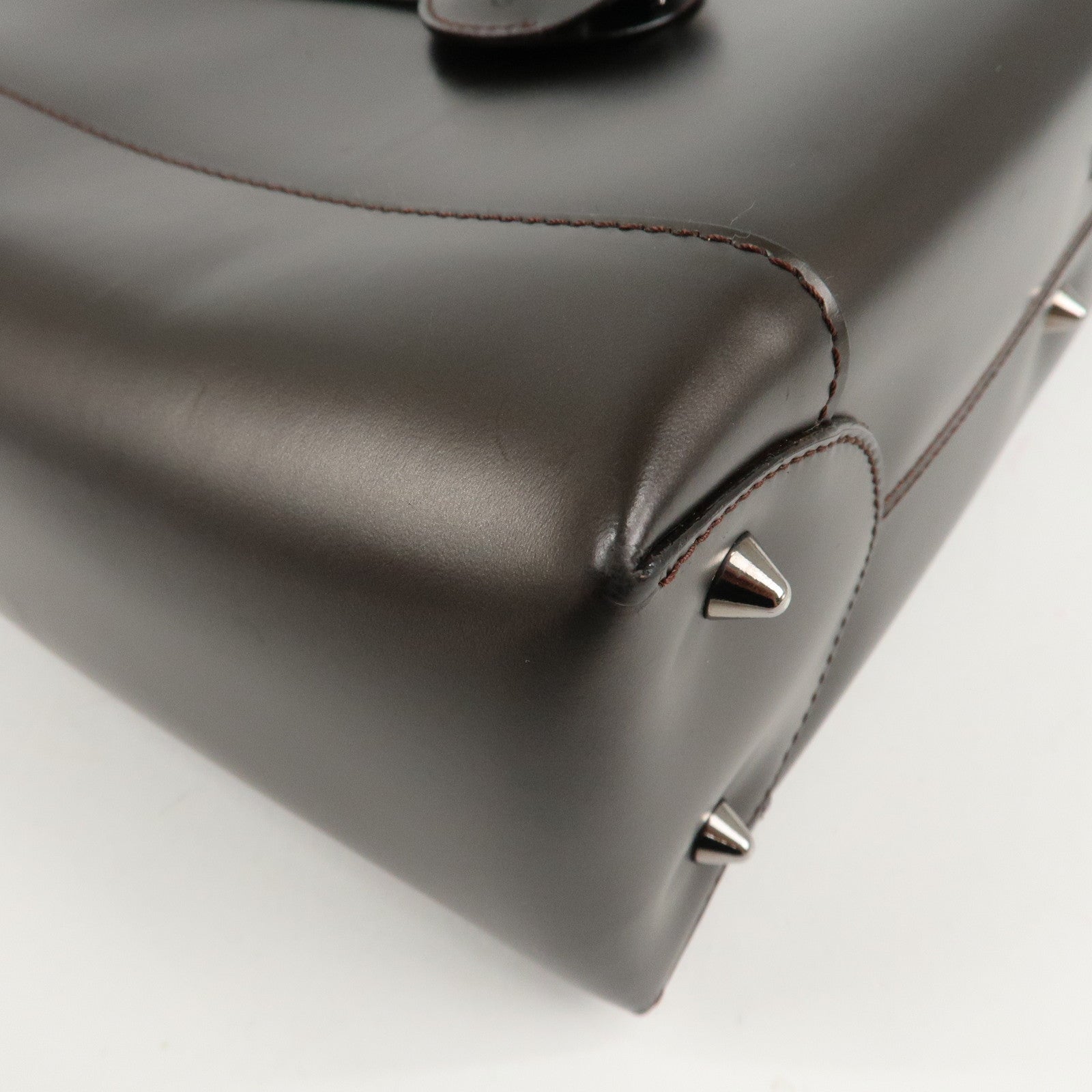 Christian Dior Maris Pearl Leather 2way Bag Hand Bag Dark Brown Used