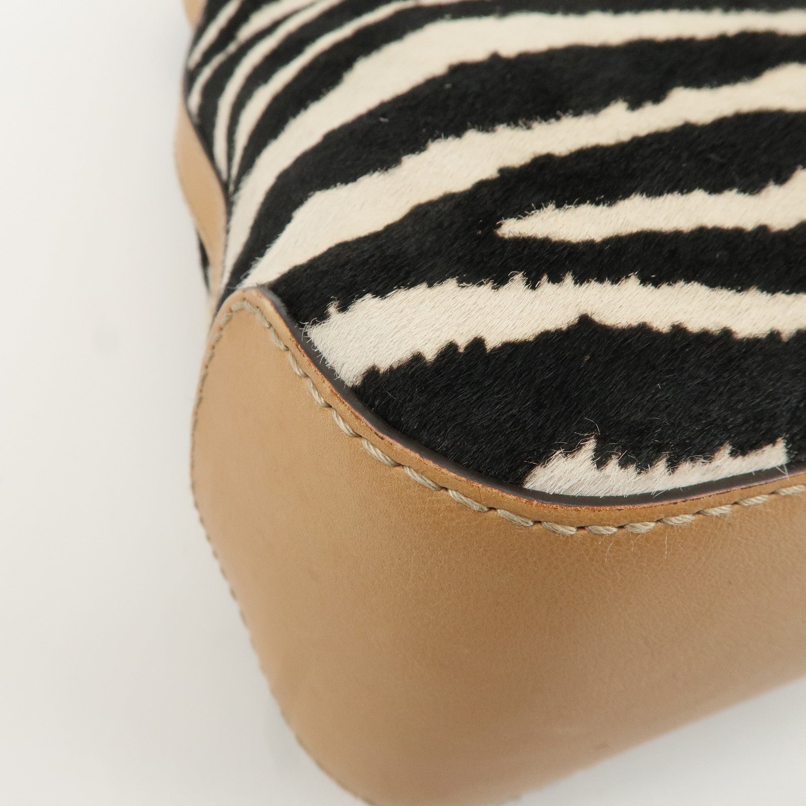 GUCCI Haraco Leather One Shoulder Bag Zebra 257026 Used