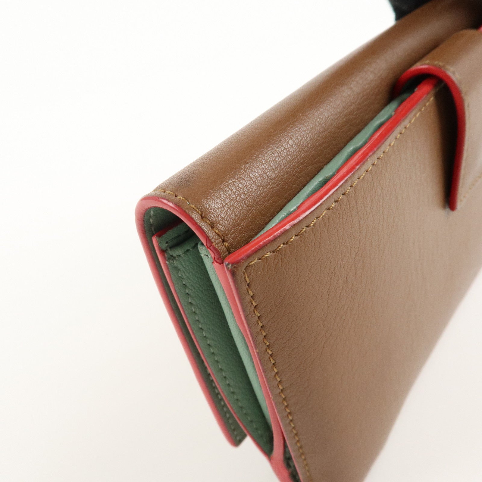 FENDI Leather Peekaboo Continental Wallet Brown 8M0308 Used