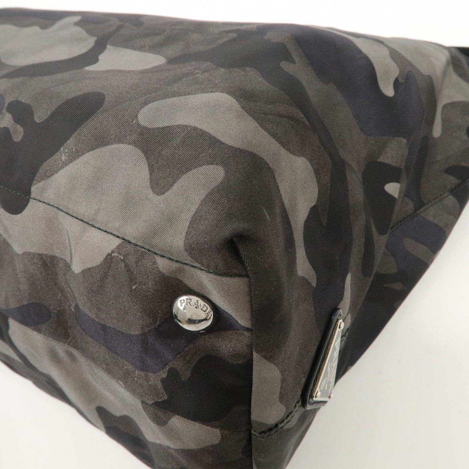 PRADA Logo Nylon Leather 2Way Shoulder Bag Camouflage Dragon VA889 Used