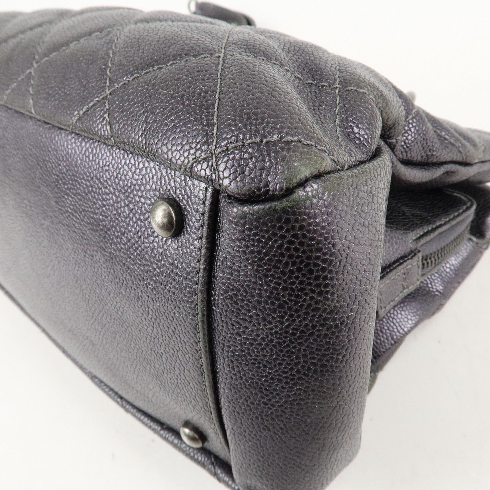 CHANEL Matelasse COCO Mark Leather Chain Tote Bag Shoulder Bag Used