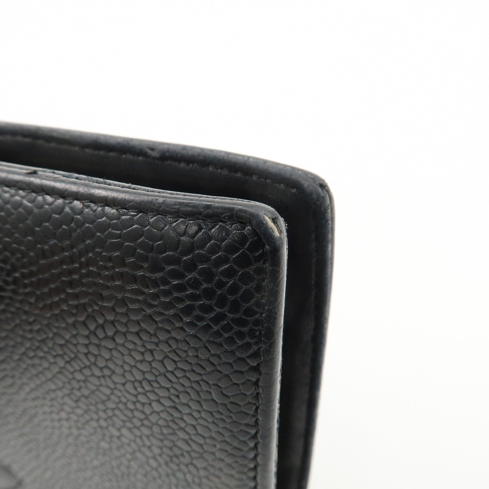 CHANEL COCO Mark Caviar Skin Bi-fold Wallet Black Used