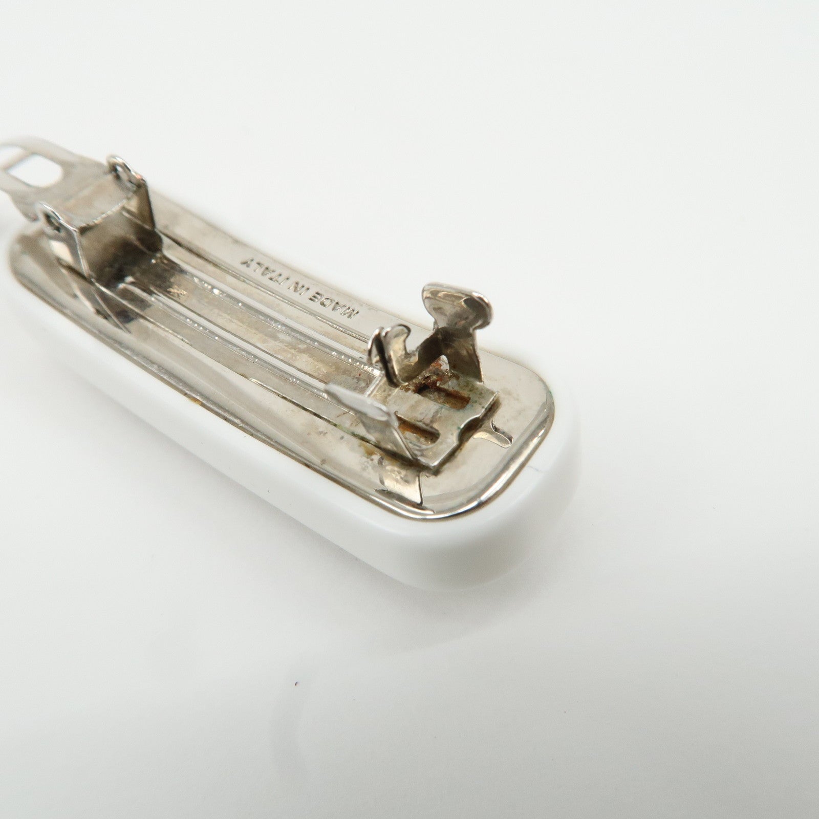 MIU MIU Plastic Rhine Stone Hair Clip White Silver Used