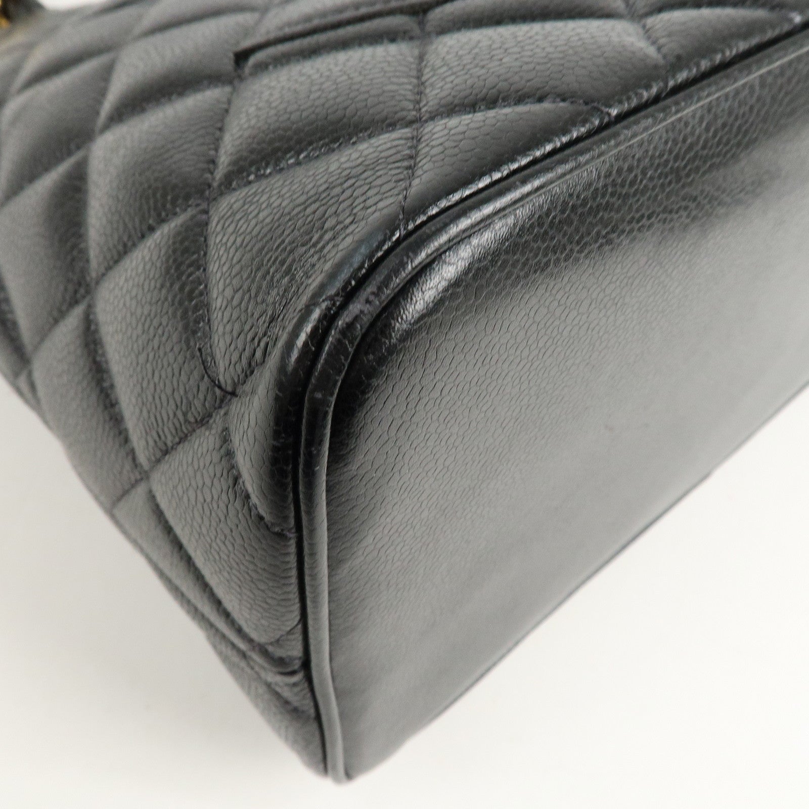 CHANEL Caviar Skin Matelasse Tote Bag Hand bag Black A01804 Used
