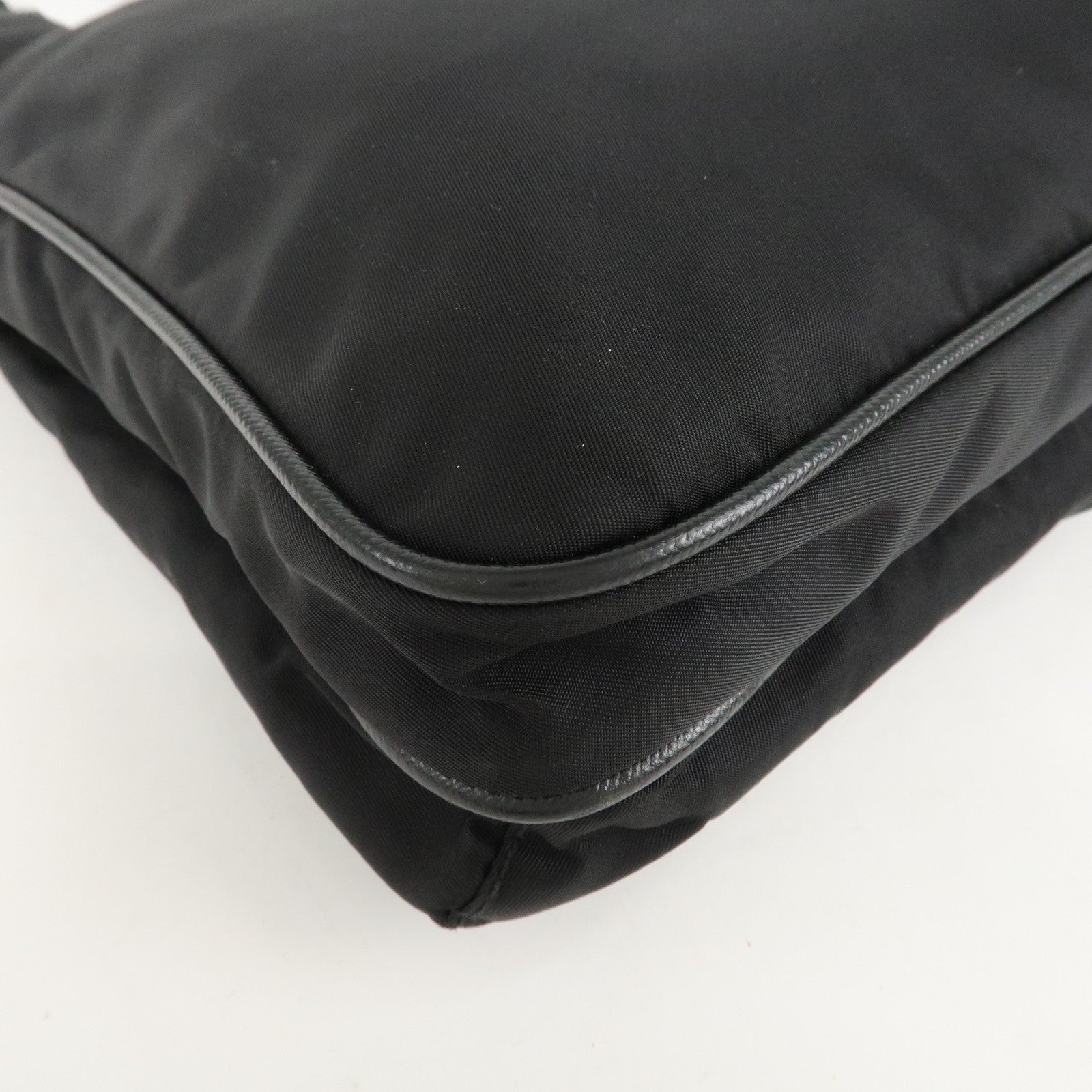 PRADA Logo Nylon Leather Shoulder Bag Crossbody Bag Black Used