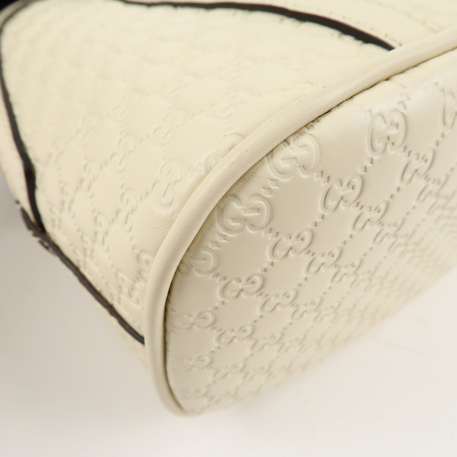 GUCCI Micro Guccissima Leather 2WAY Bag Hand Bag Ivory 449654 Used