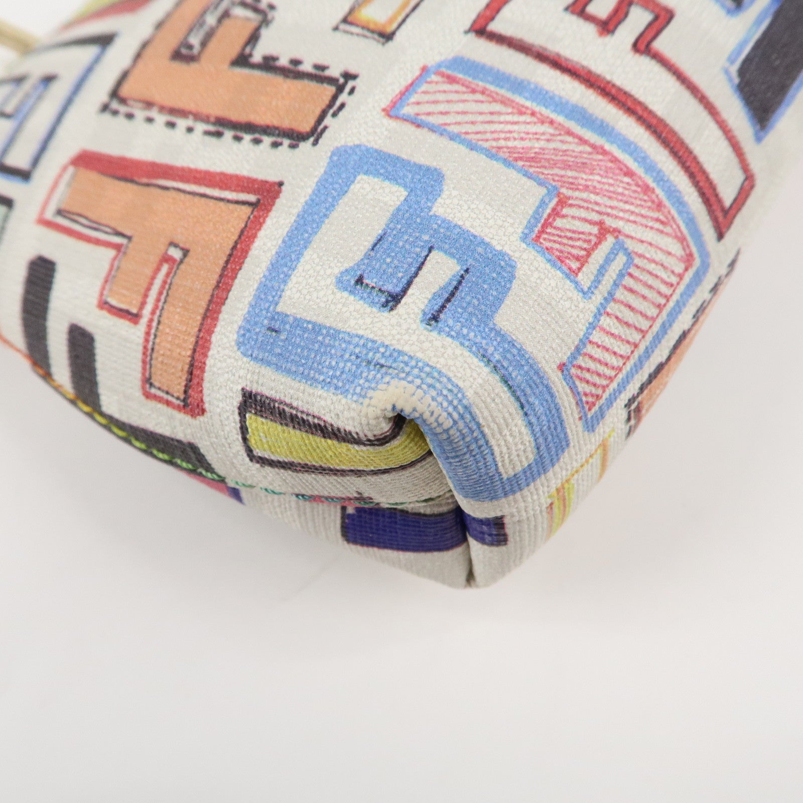 FENDI Zucca PVC Accessory Chain Pouch Multi Color Ivory 8BR592 Used