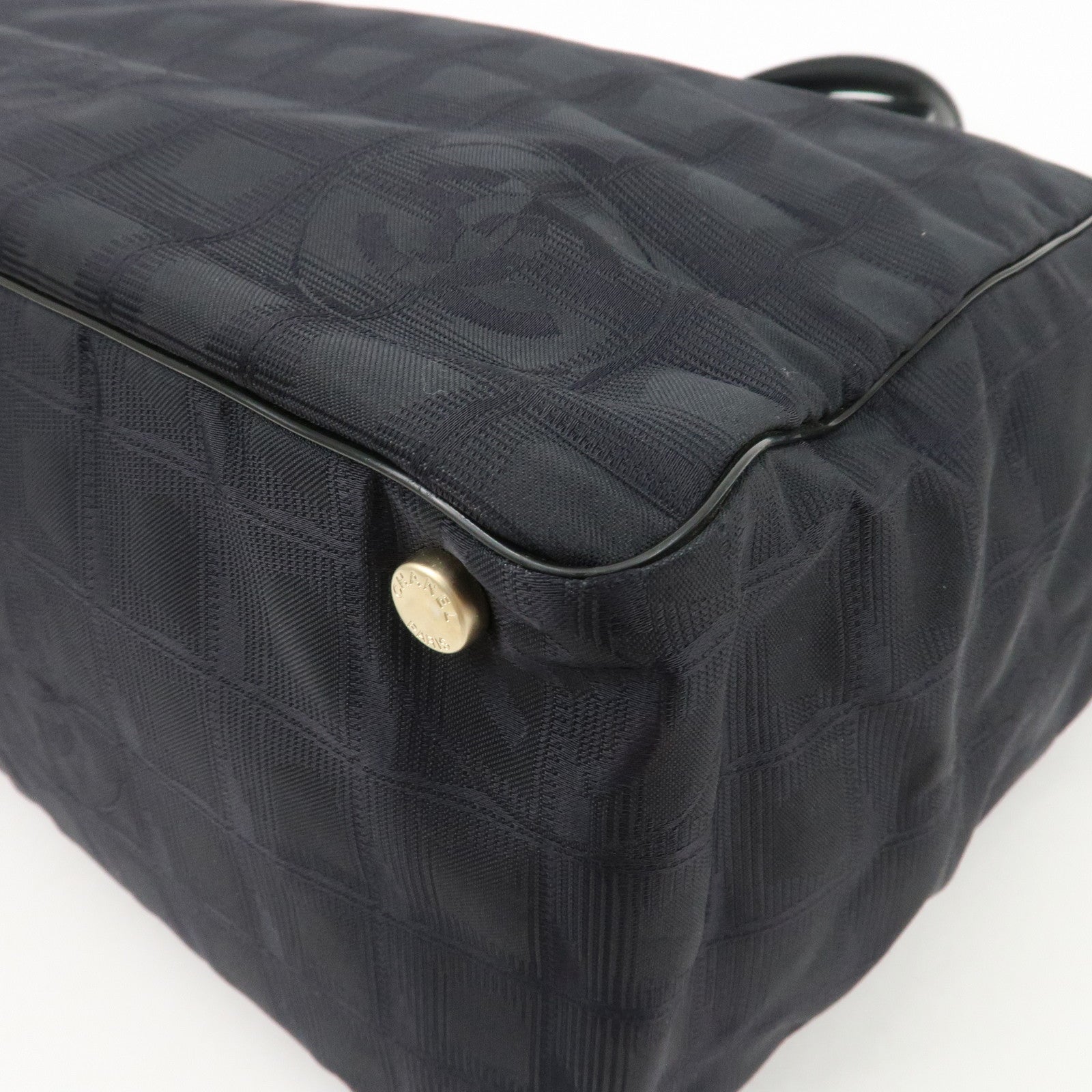 CHANEL New Travel Line Nylon Jacquard Leather Tote Bag A15991 Used