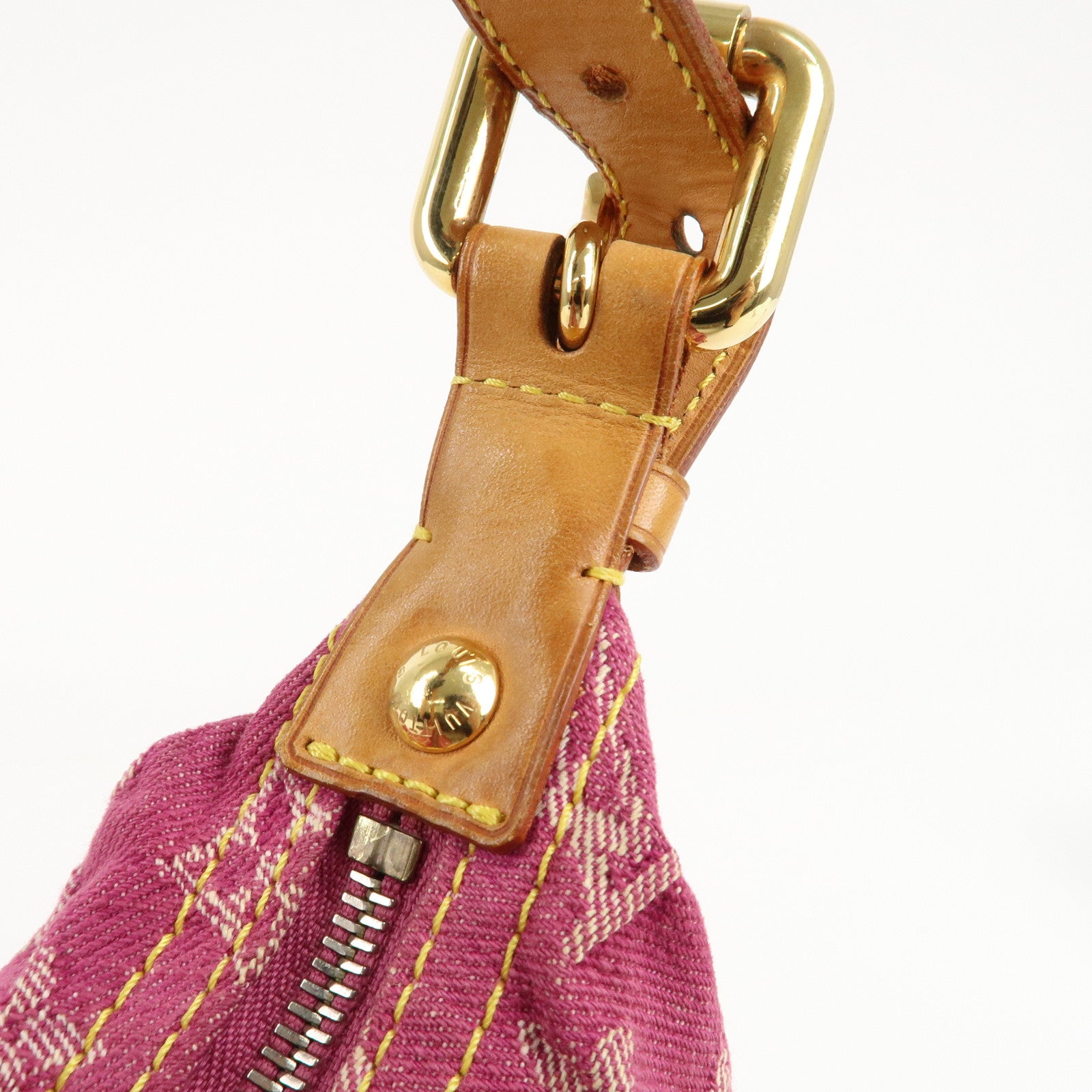 Louis Vuitton Monogram Denim Baggy PM Shoulder Bag Fuchsia M95212 Used
