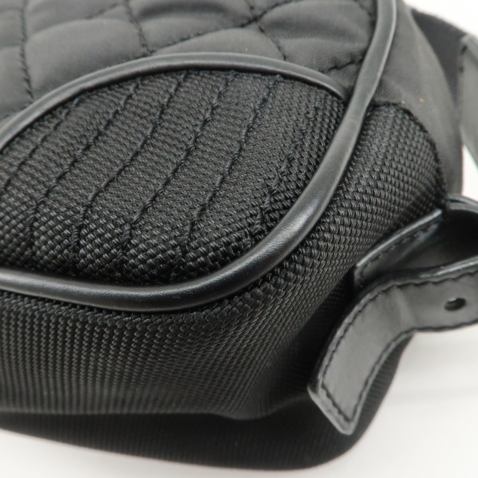 CHANEL Sports Matelasse Nylon Canvas COCO Mark Shoulder Bag Black Used