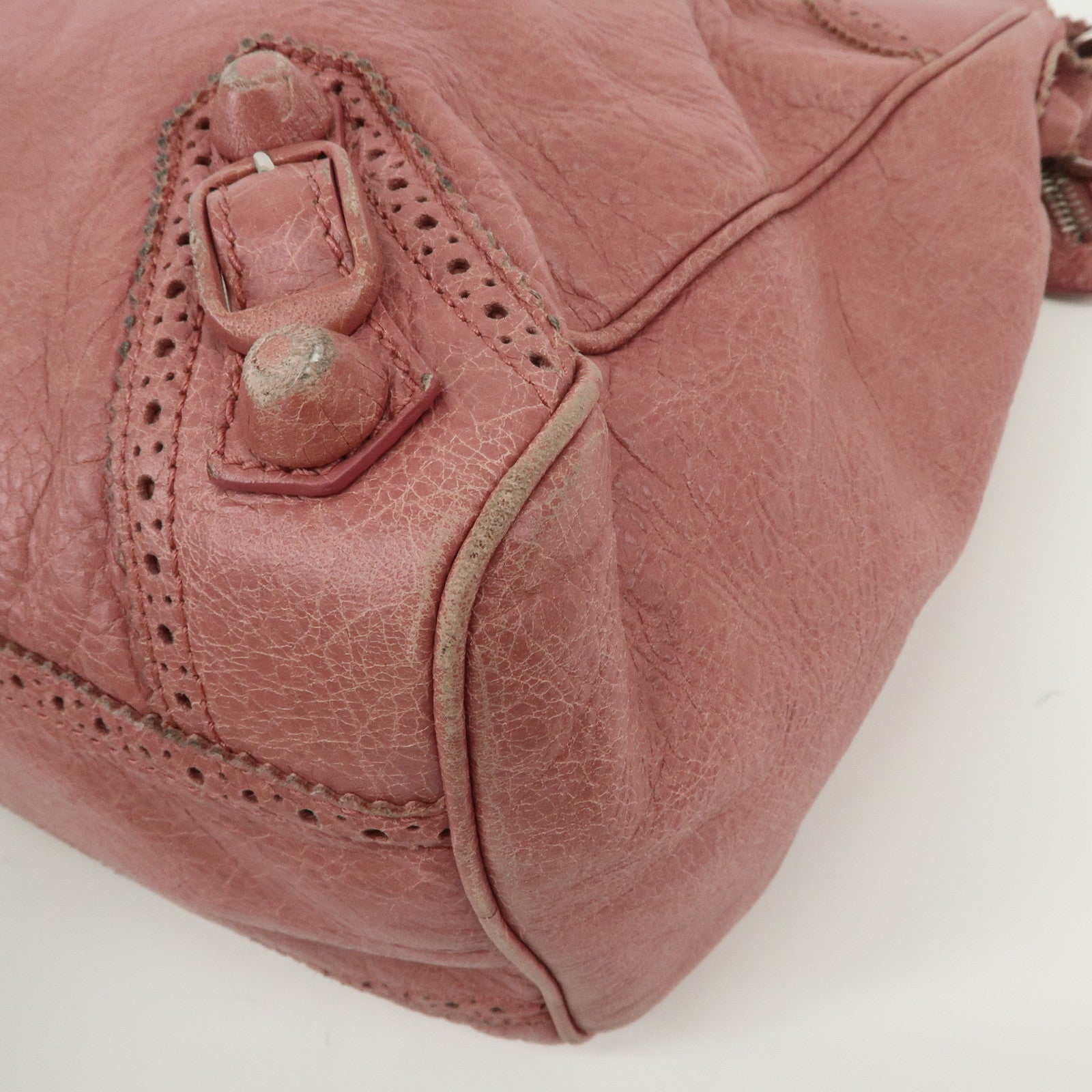 BALENCIAGA Leather Giant Velo 2Way Bag Hand Bag Pink 258045 Used