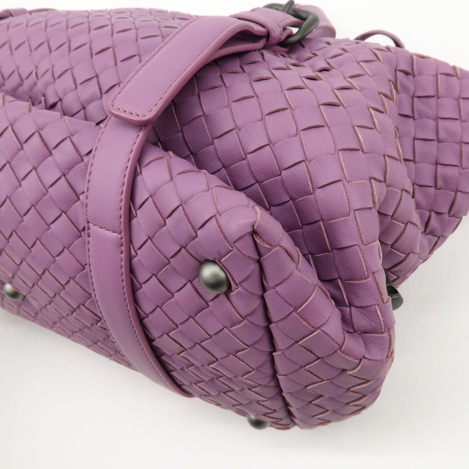 BOTTEGA VENETA Intrecciato Leather Hand Bag Shoulder Bag Purple Used