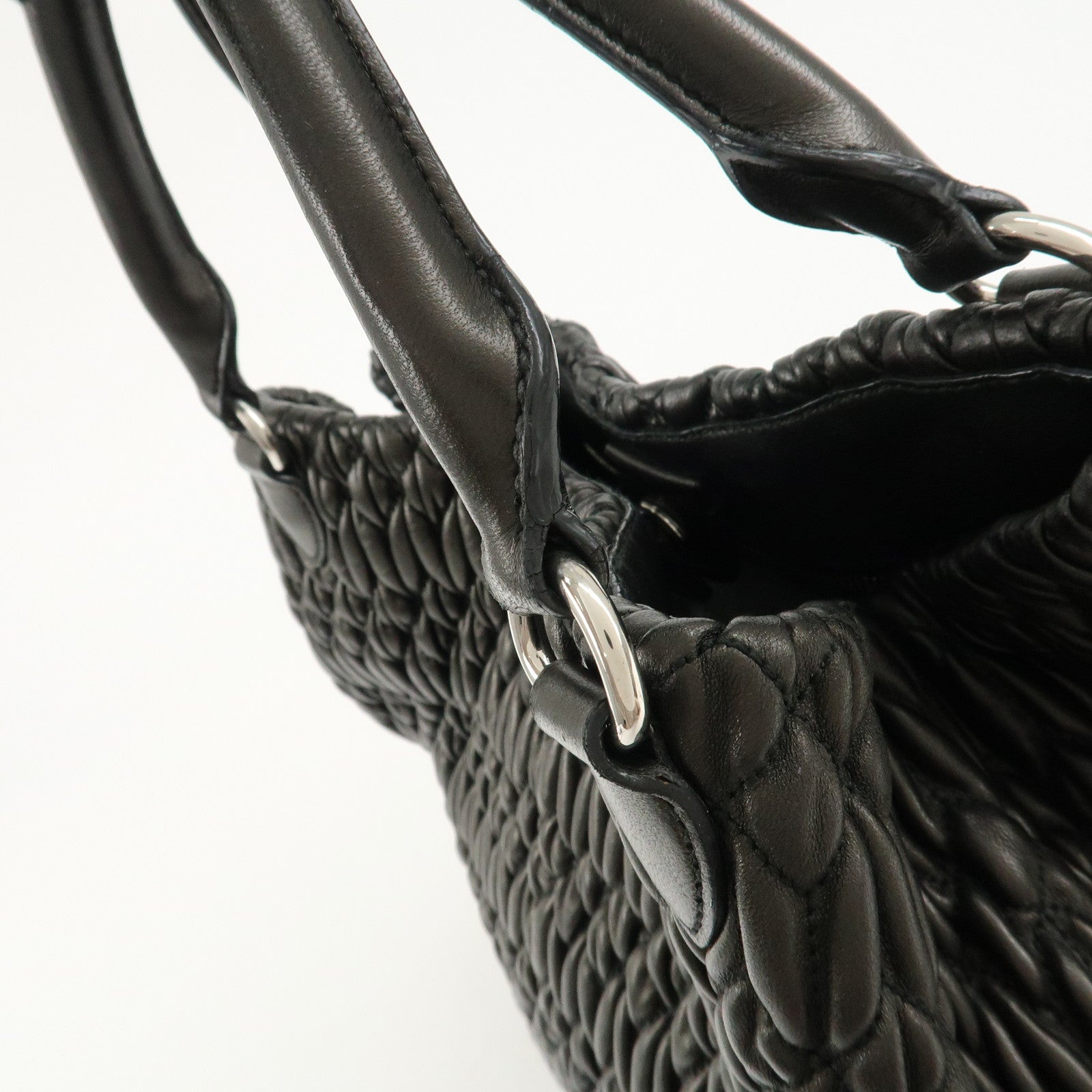 MIU MIU Matelasse Leather 2WAY Bag Hand Bag Black RN0896 Used