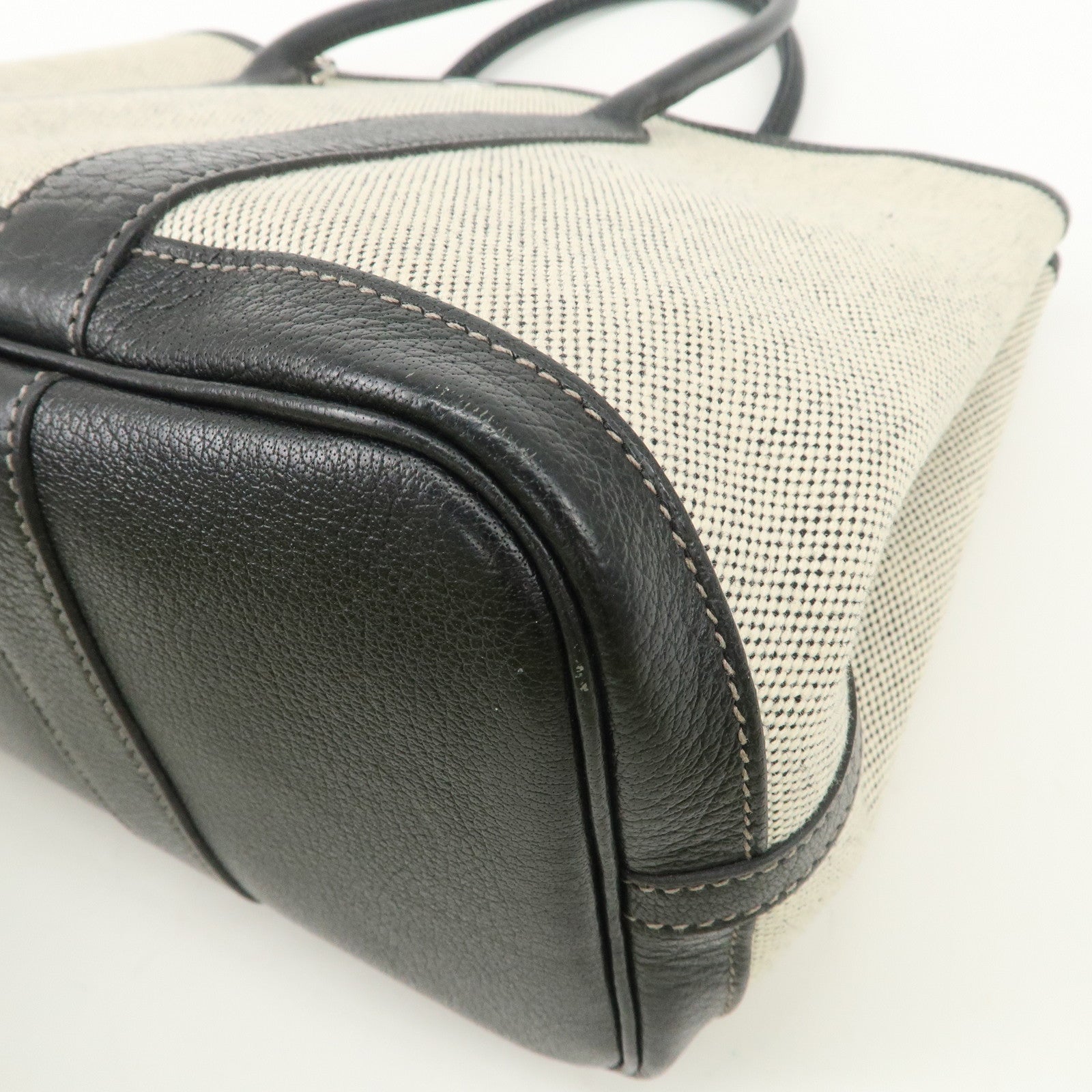 HERMES Toile Ash Buffle Garden Party TPM Stamped Tote Bag Natural Used