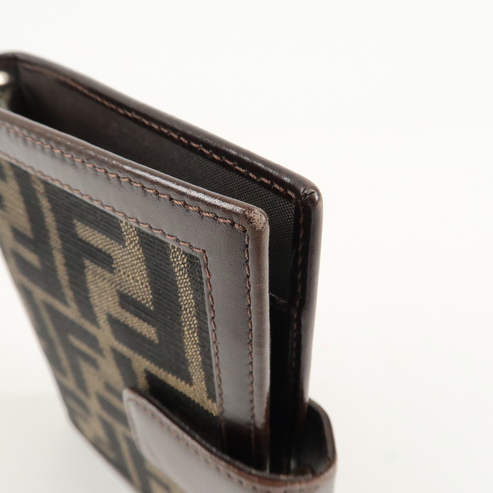 FENDI Zucca Canvas Leather Agenda Planner Cover Brown Used