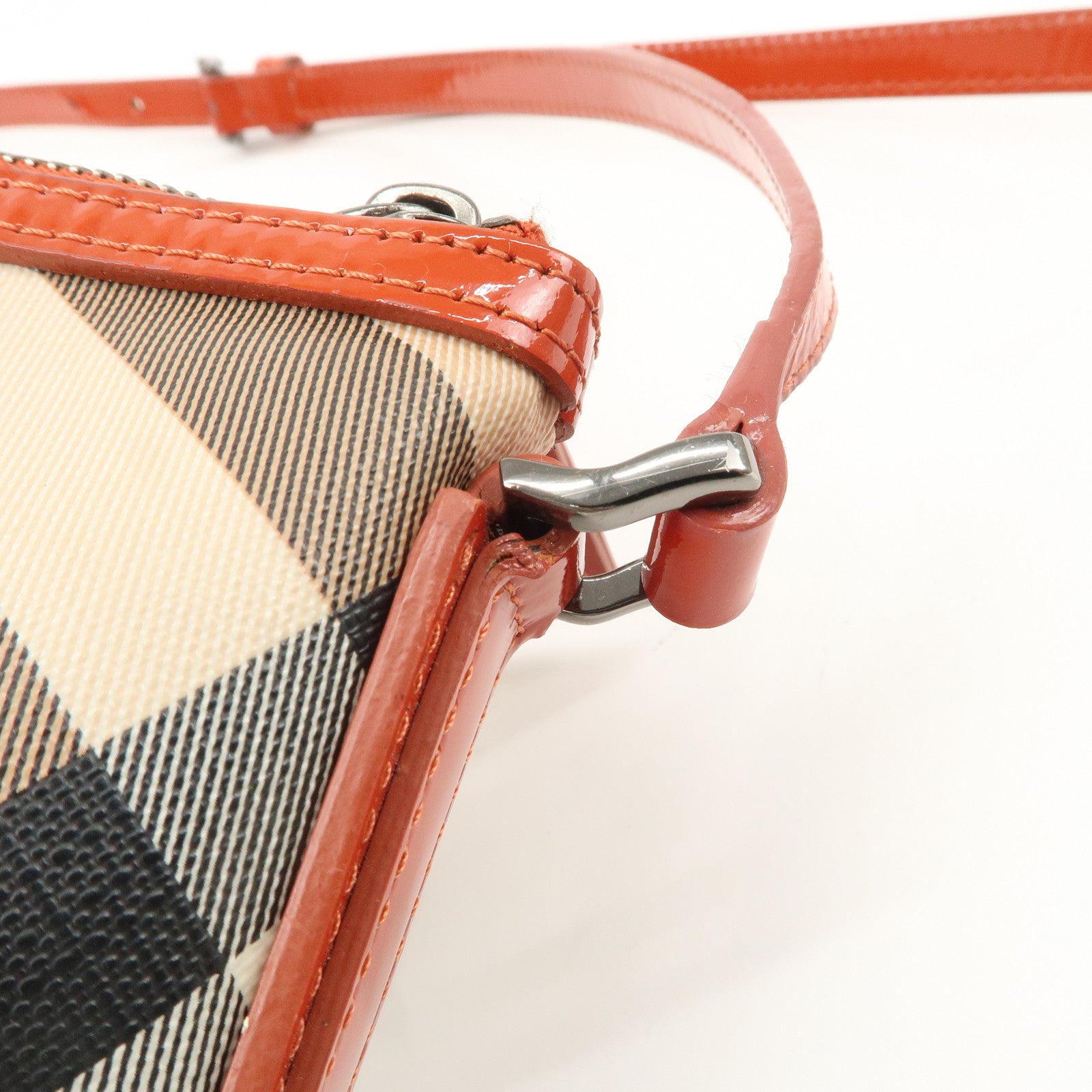 BURBERRY PVC Leather Shoulder Bag Crossbody Bag Beige Orange Used