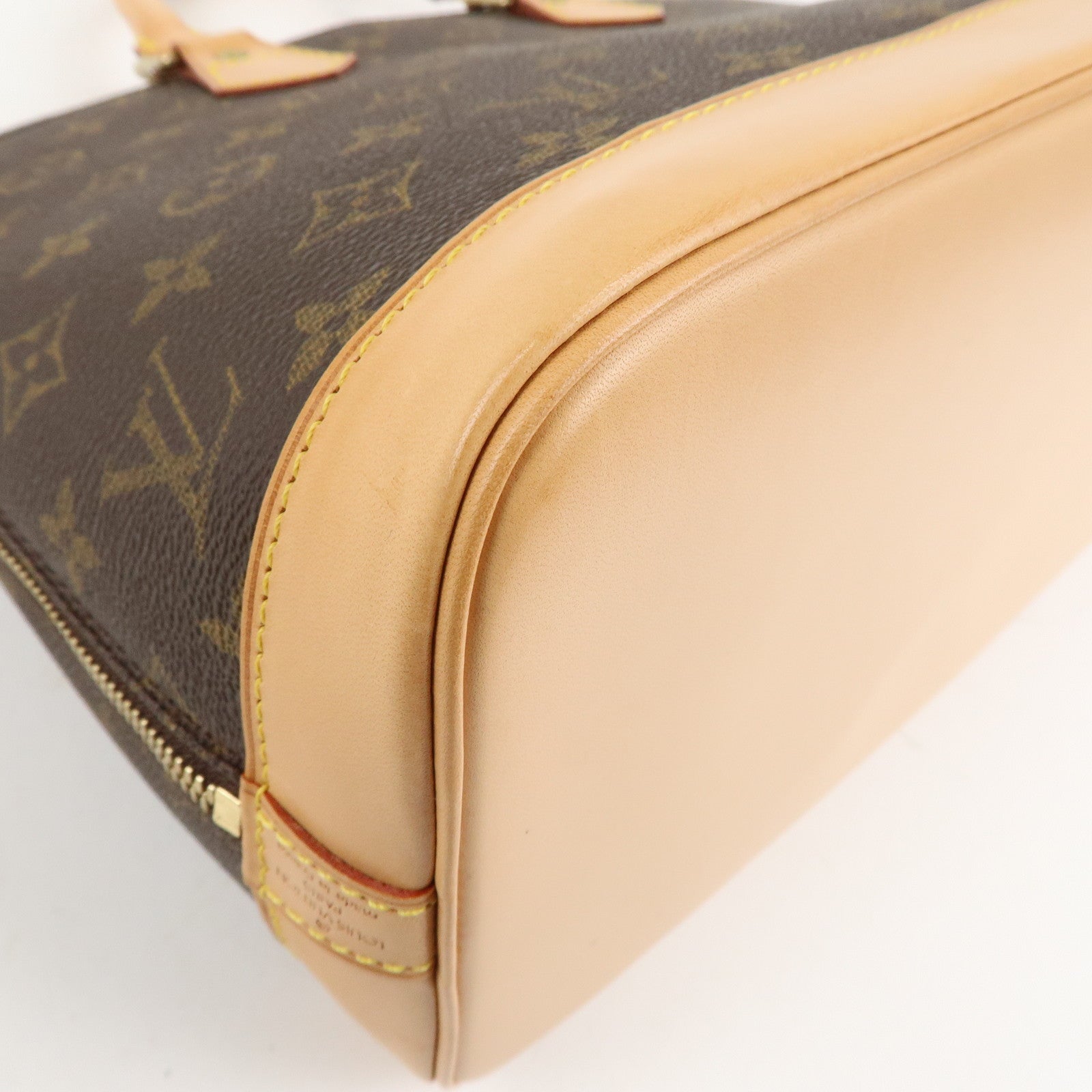 Louis Vuitton Monogram Alma Hand Bag Brown Gold Hardware M51130 Used