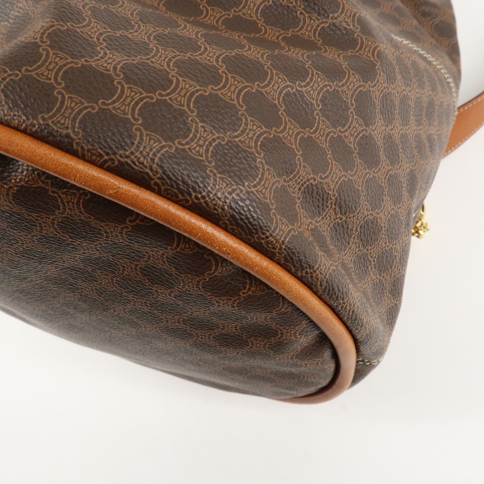 CELINE Macadam PVC Leather One Shoulder Bag Dark Brown Used