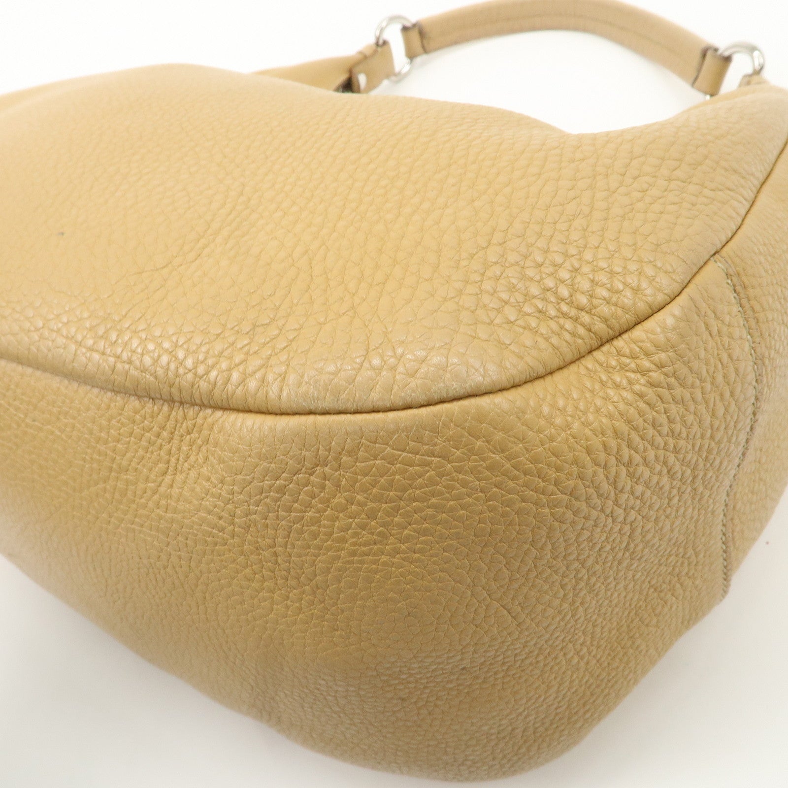 PRADA Leather Shoulder Bag Beige BR4311 Used