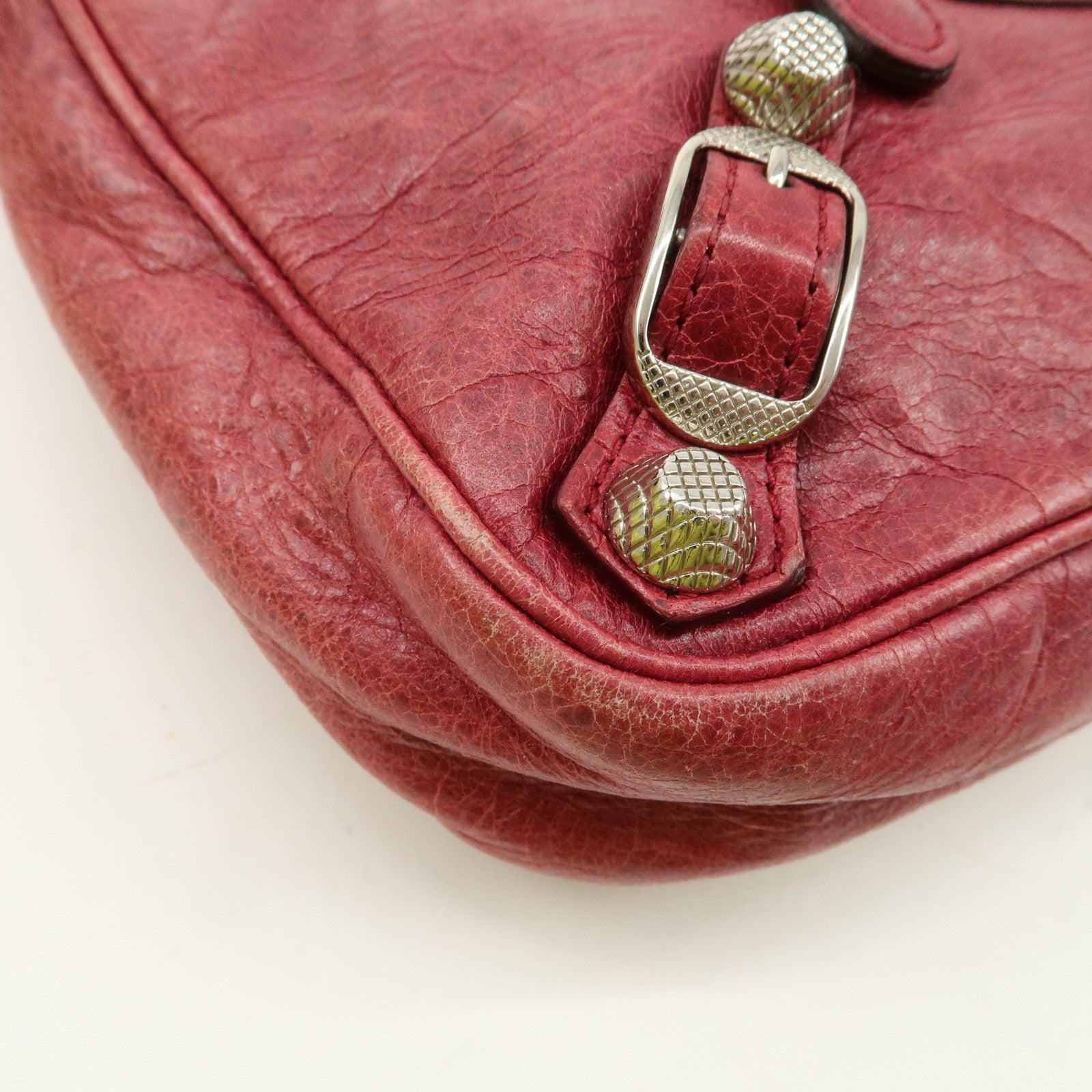 BALENCIAGA The Giant Hip Leather Shoulder Bag Hand Bag Wine Used