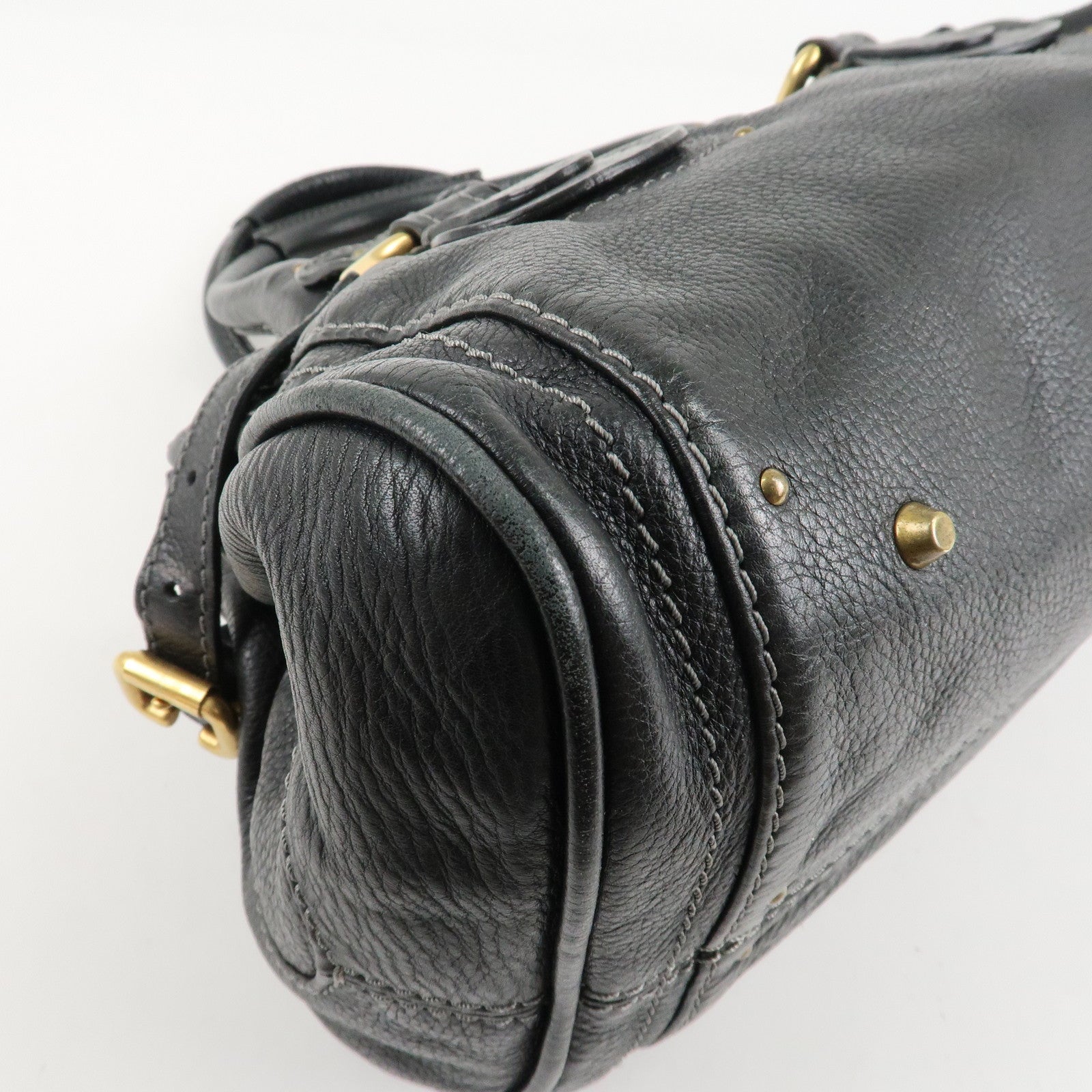 Chloe Paddington Leather Hand Bag Shoulder Bag Black Used