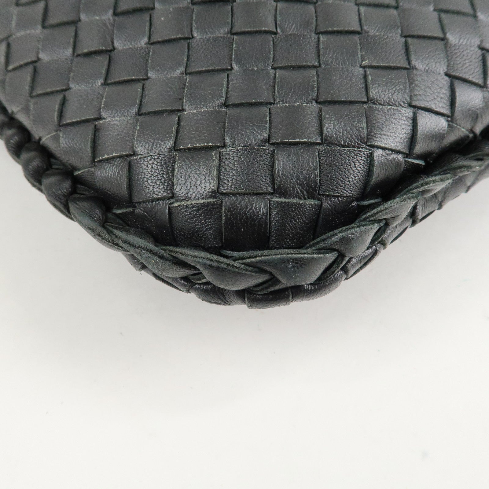 BOTTEGA VENETA Hobo Intrecciato Leather Shoulder Bag Black 115654 Used