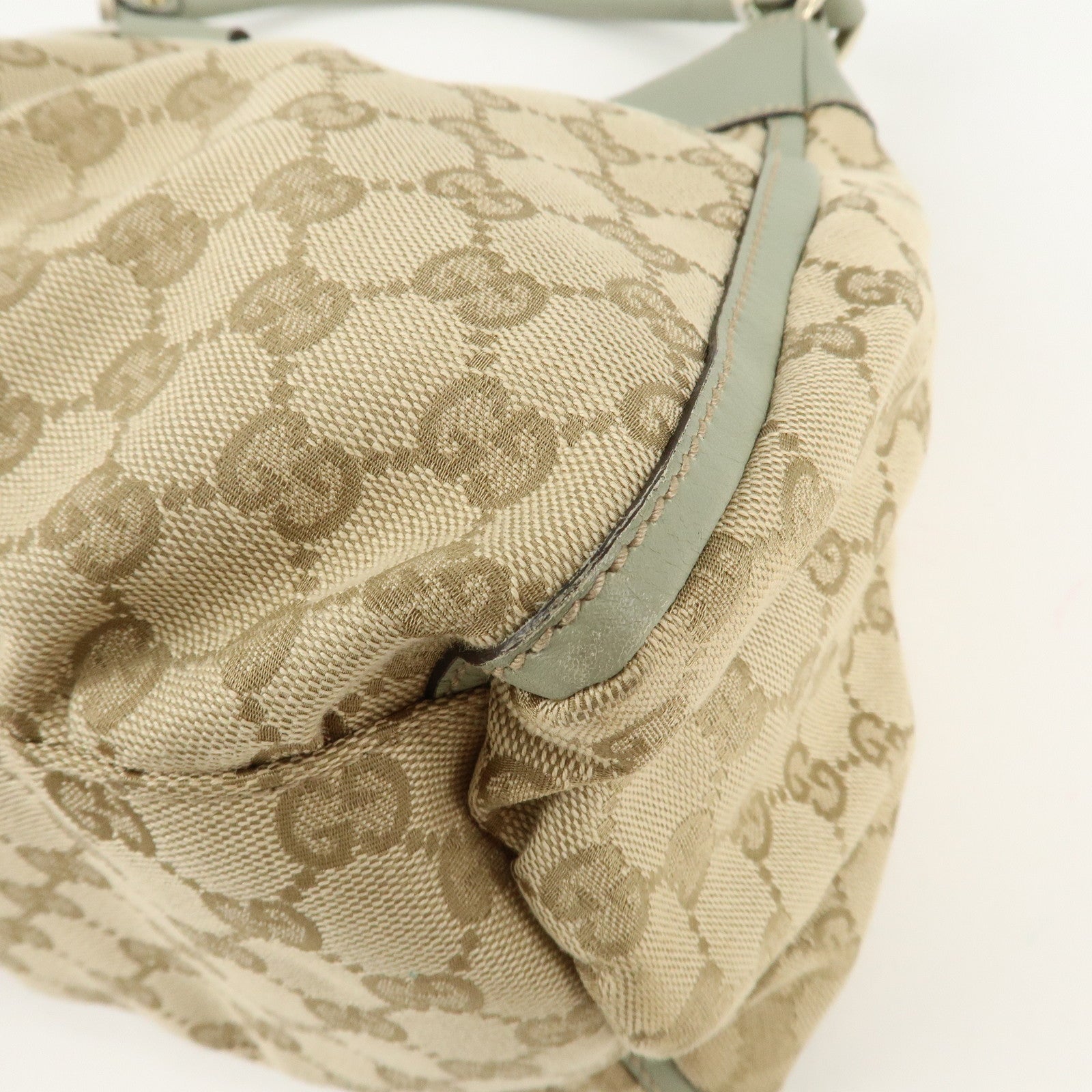 GUCCI Abbey GG Canvas Leather Shoulder Bag Beige Gold 189833 Used