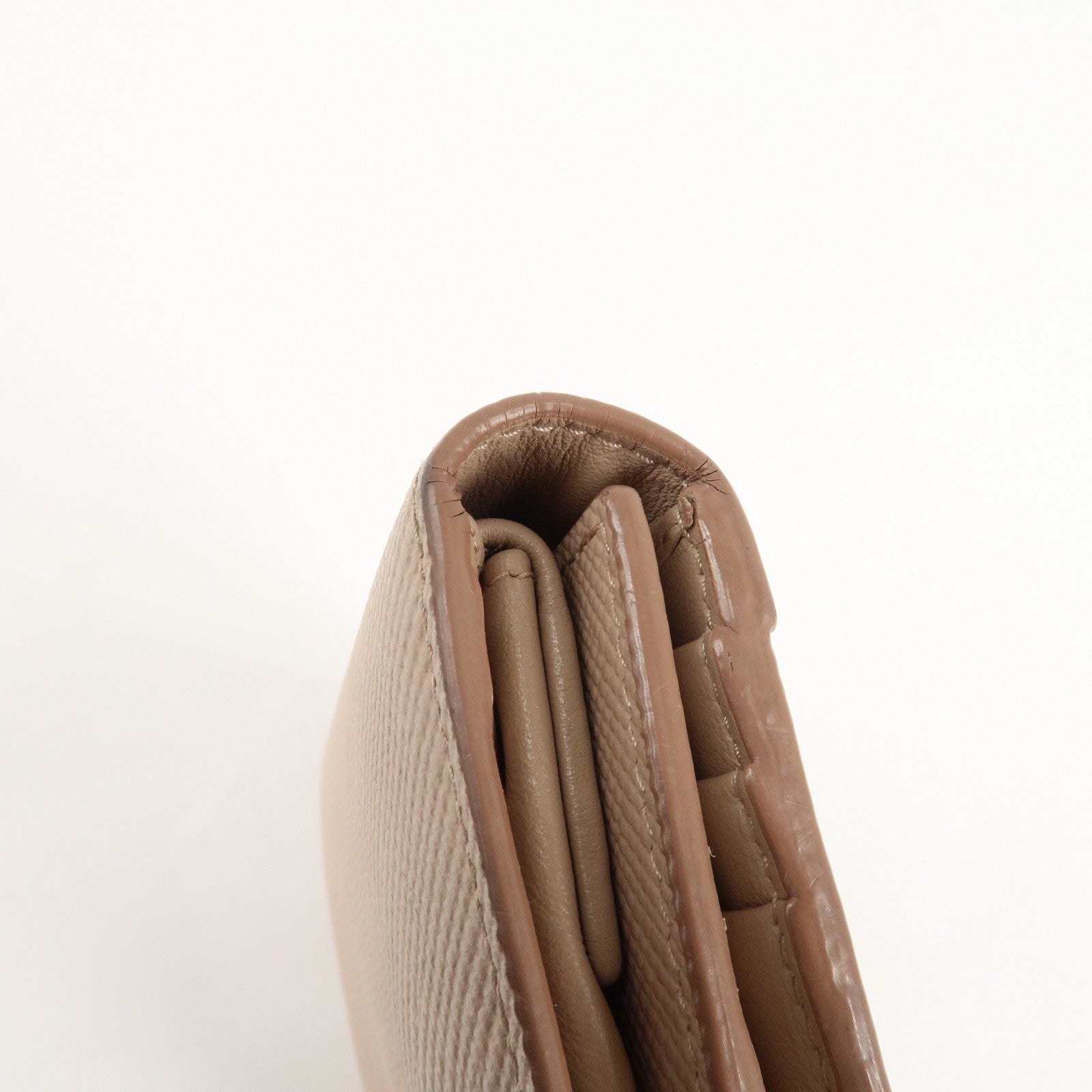 PRADA Saffiano Leather Trifold Compact Wallet Beige 1MH176 Used