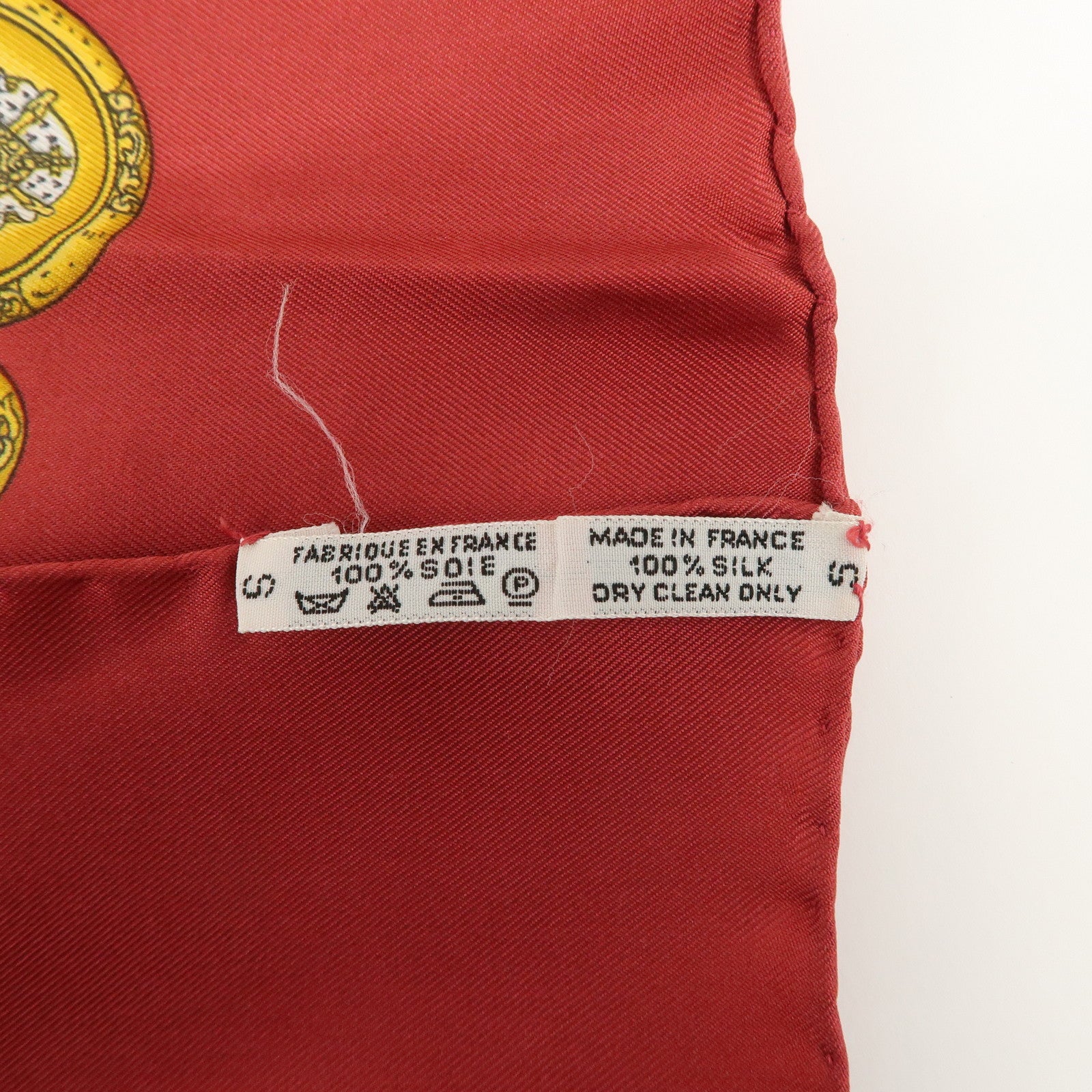 HERMES Carre 90 100% Silk Scarf LES TAMBOURS Drum Print Wine Red Used