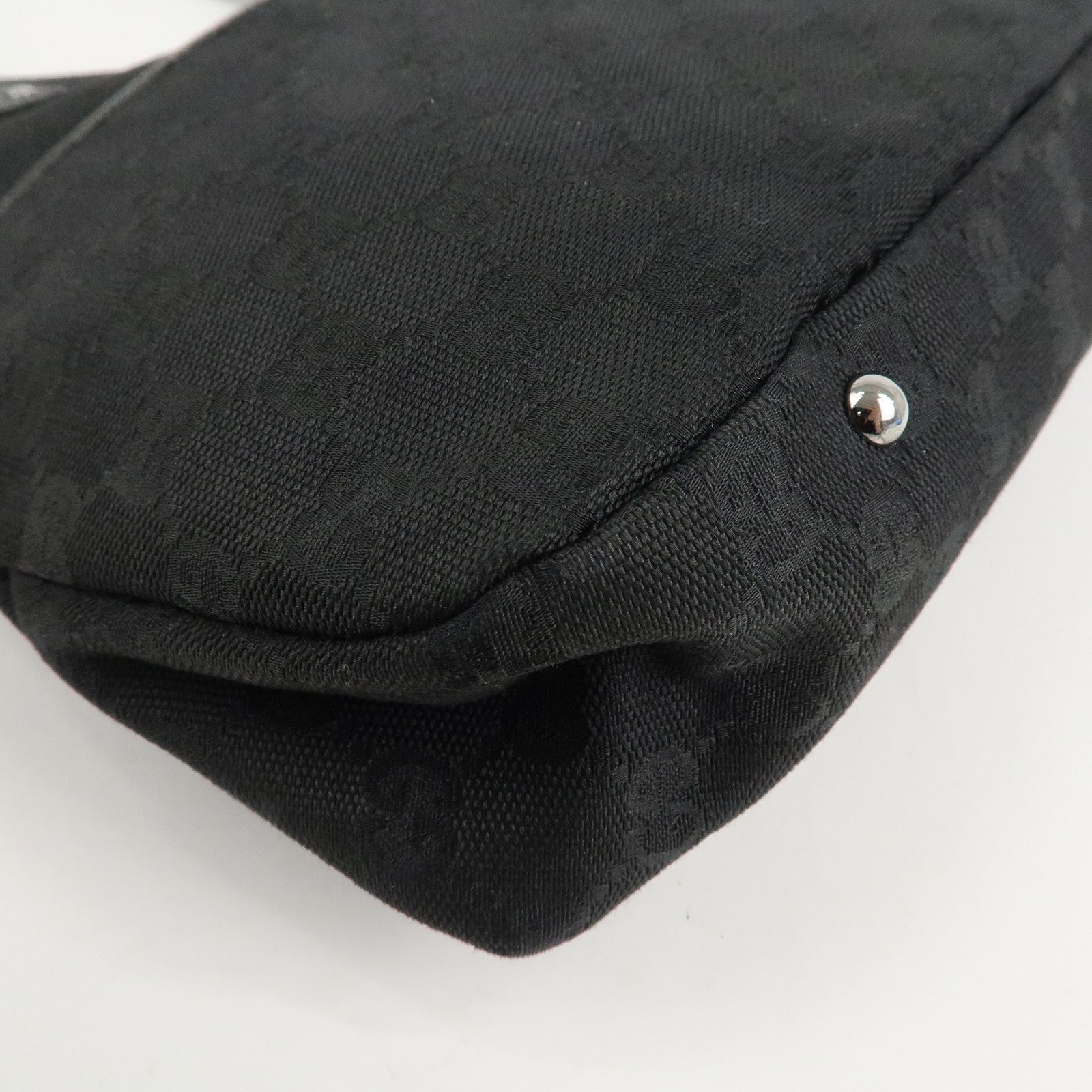 GUCCI GG Canvas Leather Tote Bag Hand Bag Black 131329 Used